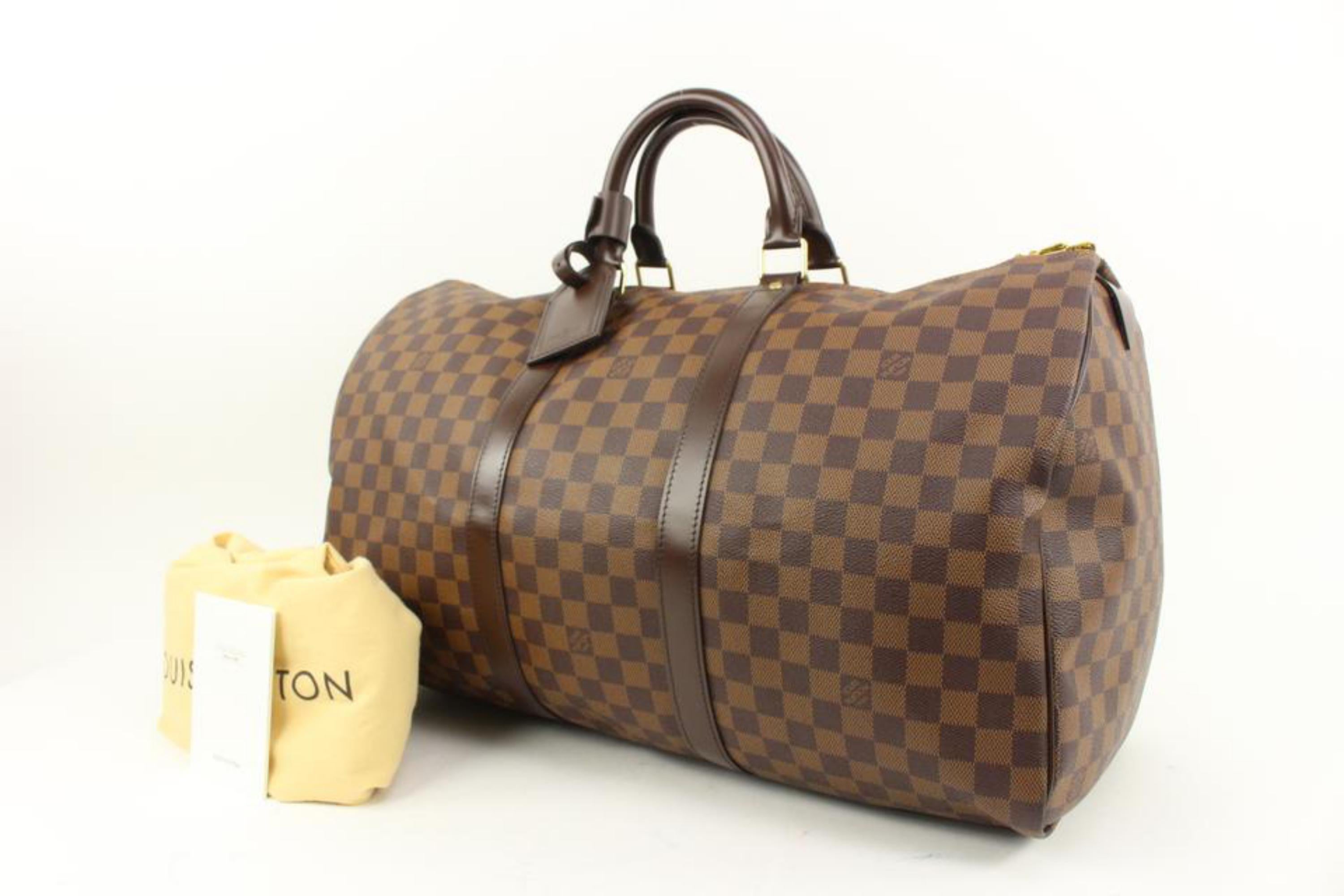 Louis Vuitton Damier Ebene Keepall 50 Duffle bag 82lv39s
Date Code/Serial Number: MB0057
Made In: France
Measurements: Length:  20
