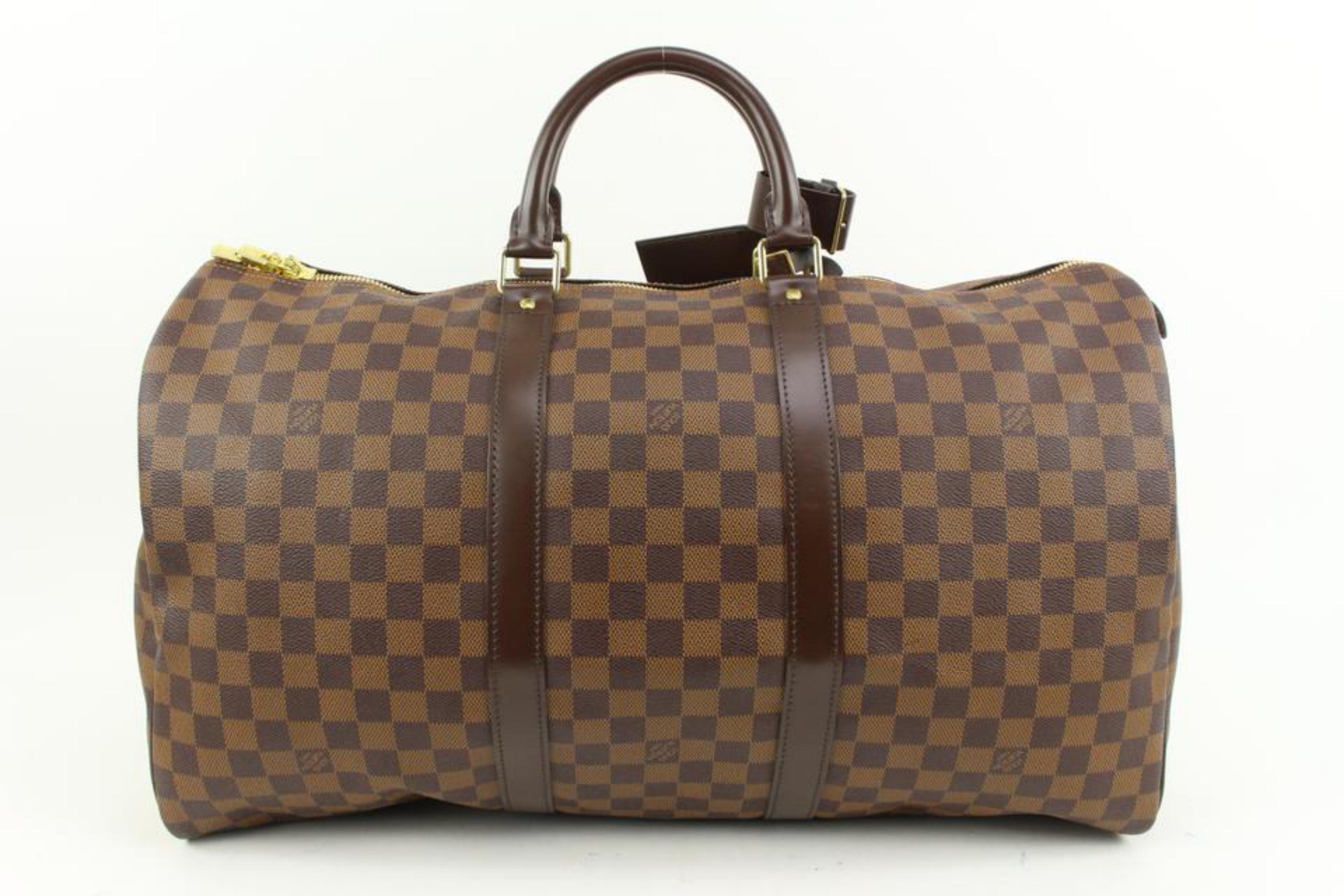 Louis Vuitton Damier Ebene Keepall 50 Duffle bag 82lv39s In Good Condition For Sale In Dix hills, NY