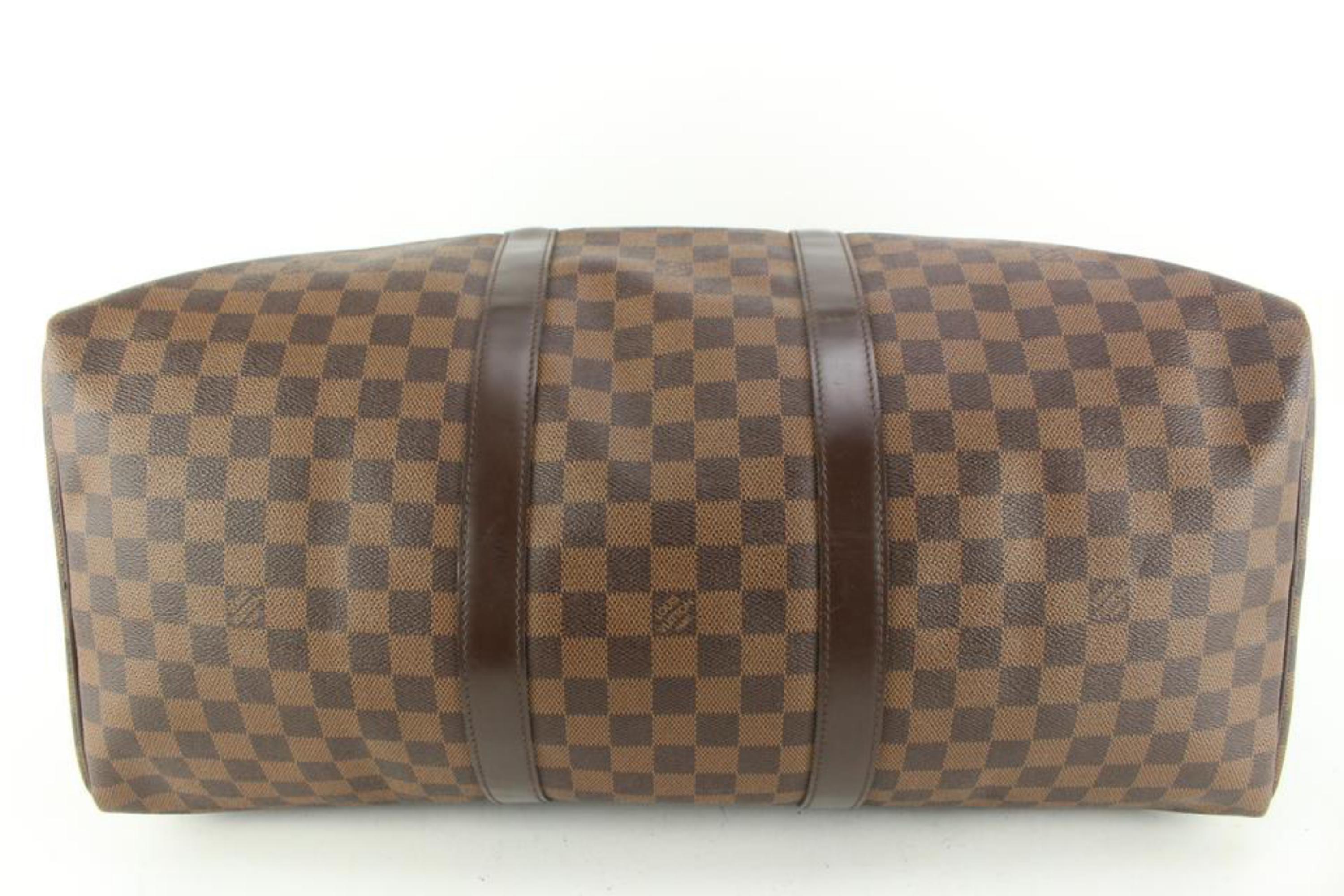 Brown Louis Vuitton Damier Ebene Keepall 50 Duffle Bag Upcycle Ready 54lz429s For Sale