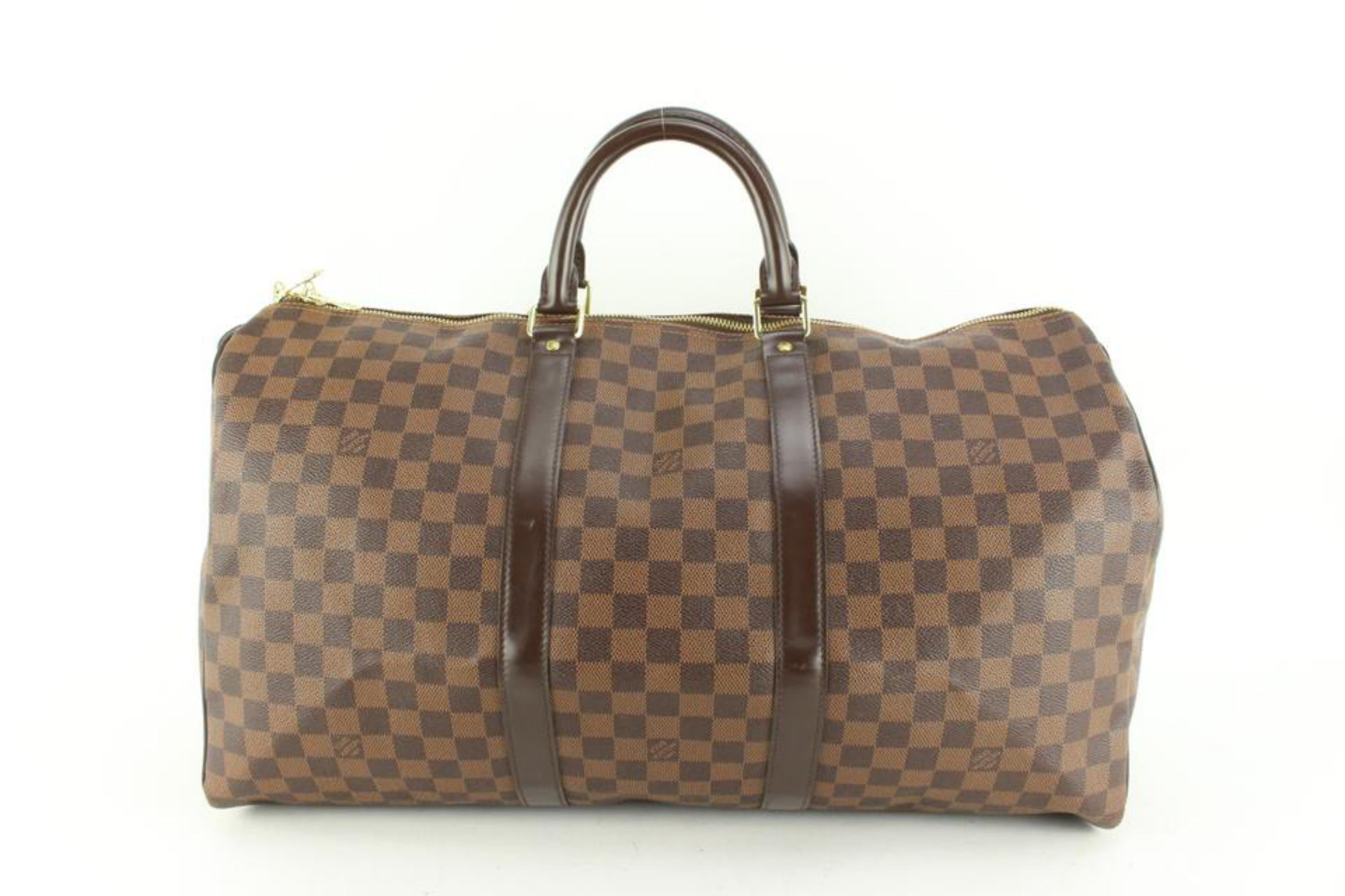 Women's Louis Vuitton Damier Ebene Keepall 50 Duffle Bag Upcycle Ready 54lz429s For Sale
