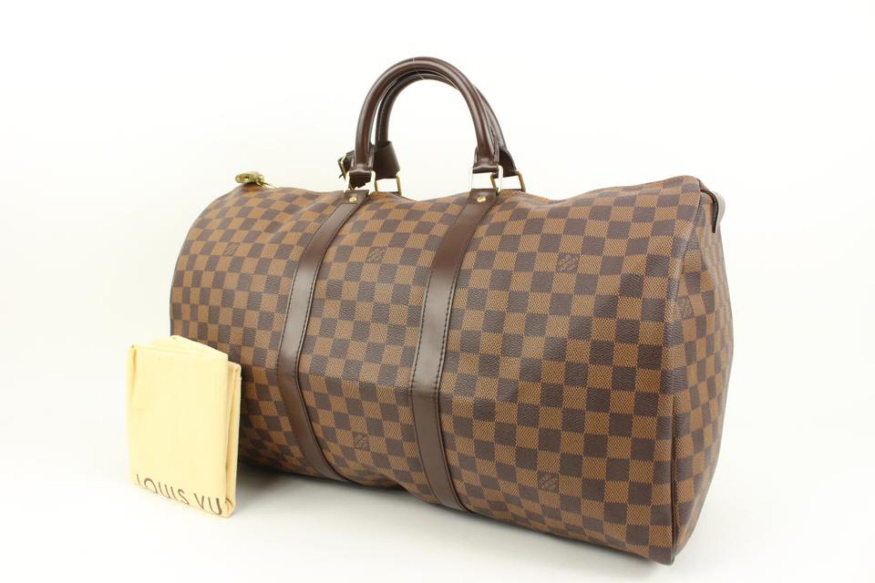 Louis Vuitton Damier Ebene Keepall 50 Duffle Travel Bag 41lk75
Date Code/Serial Number: MB0076
Made In: France
Measurements: Length:  20