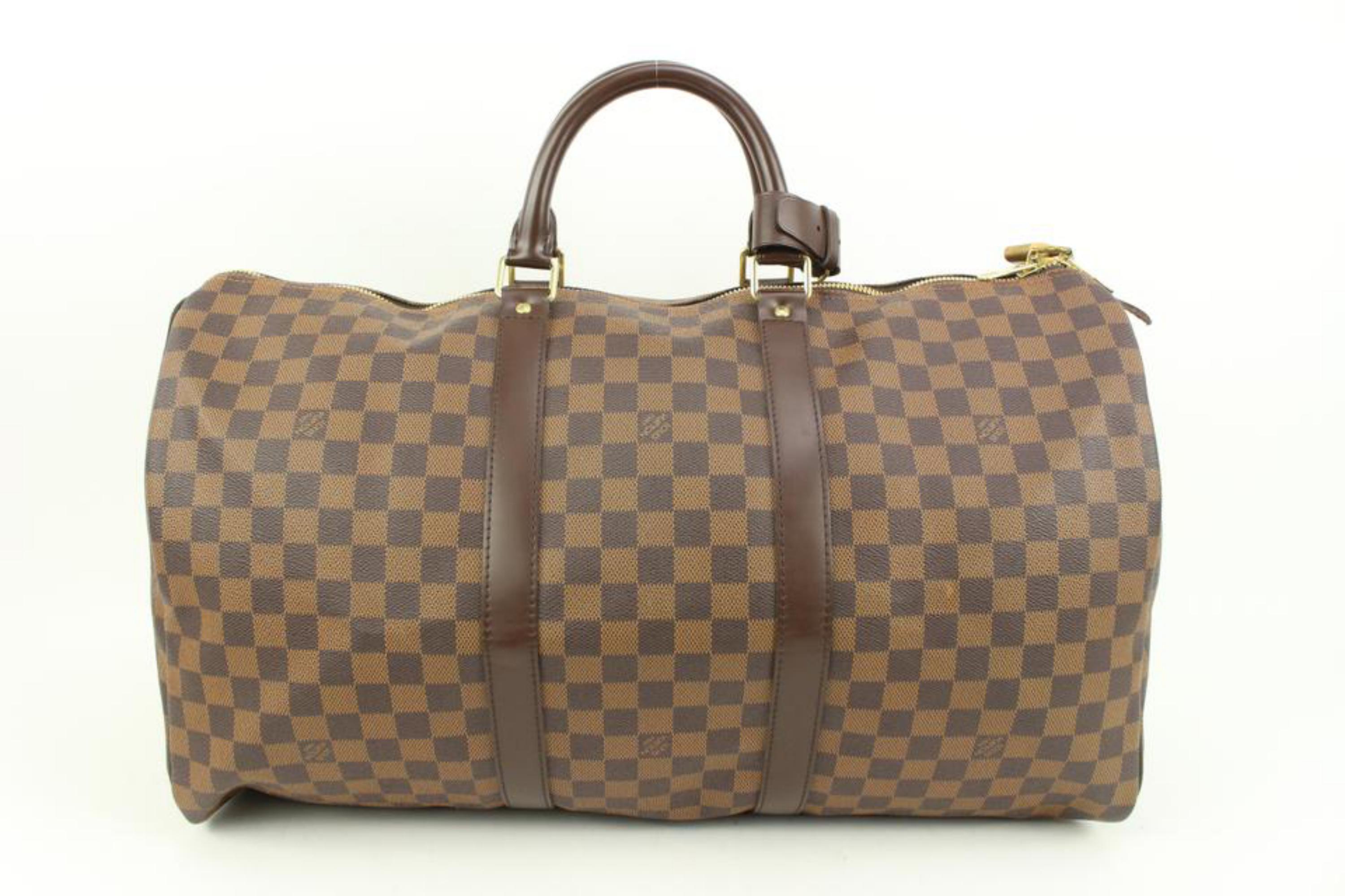 Louis Vuitton Damier Ebene Keepall 50 Duffle Travel Bag 41lk75 For Sale 2