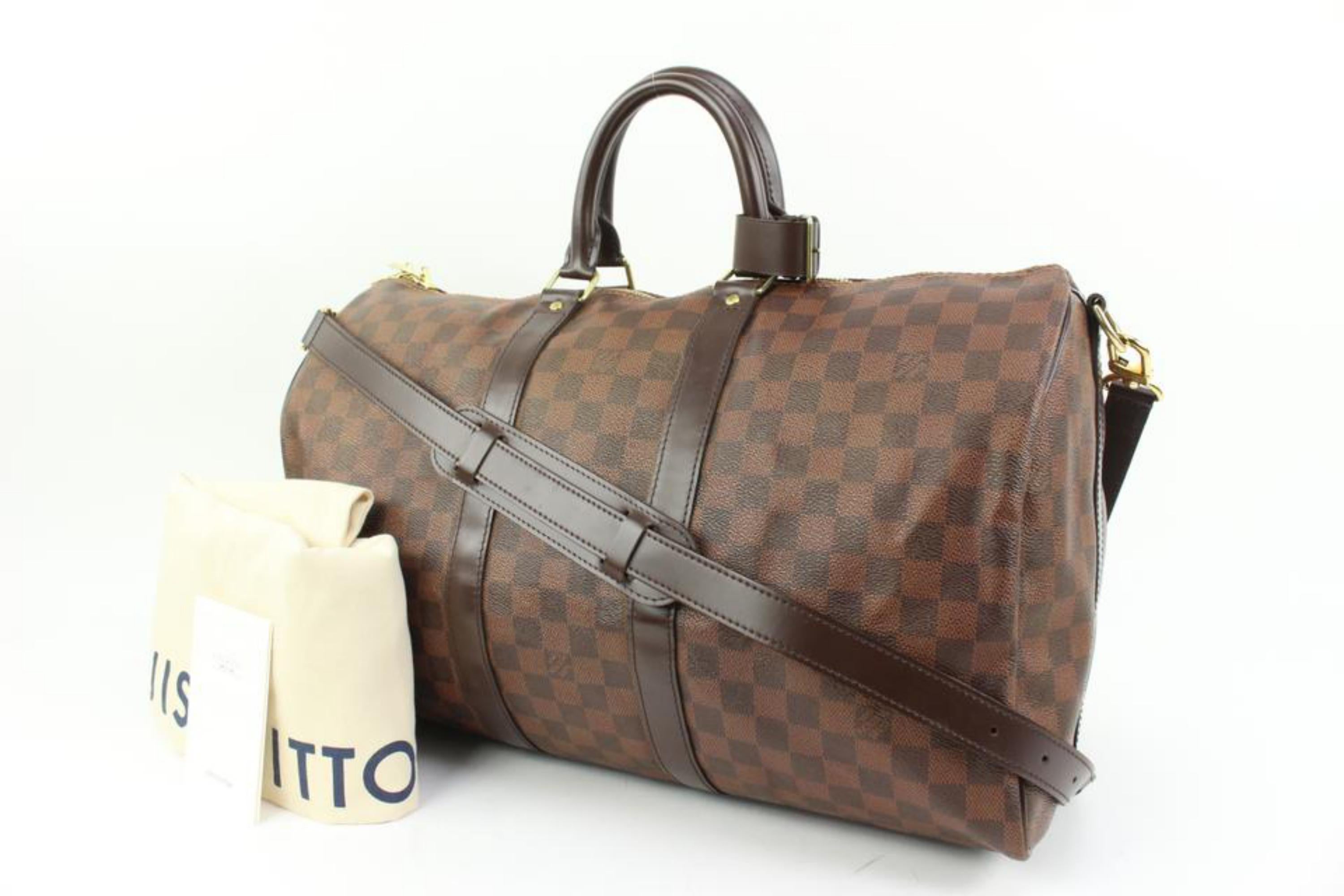 Louis Vuitton Damier Ebene Keepall Bandouliere 45 Duffle Bag with Strap 63lv315s
Date Code/Serial Number: MB4177
Made In: France
Measurements: Length:  18