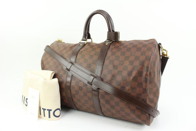 Louis Vuitton Damier Ebene Keepall Bandouliere 45 Duffle Bag with Strap  63lv315s For Sale at 1stDibs