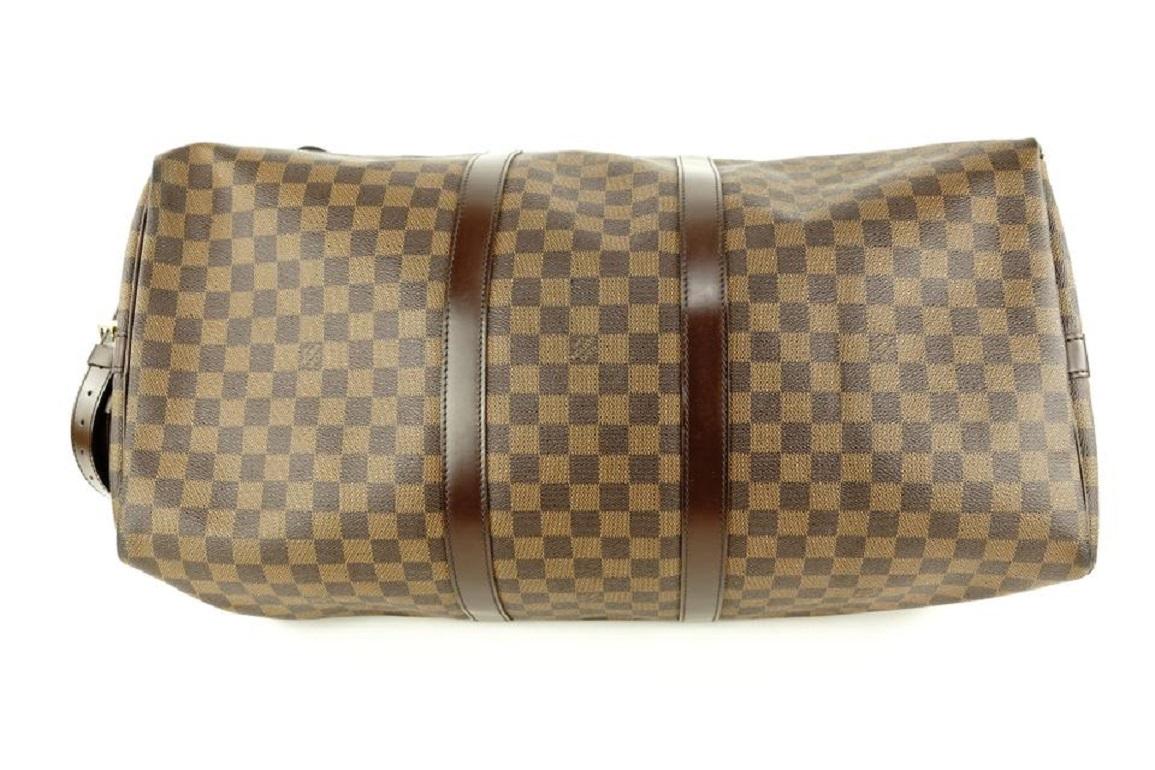 Louis Vuitton Damier Ebene Keepall Bandouliere 55 Duffle Bag with Strap 1lvlm311 5
