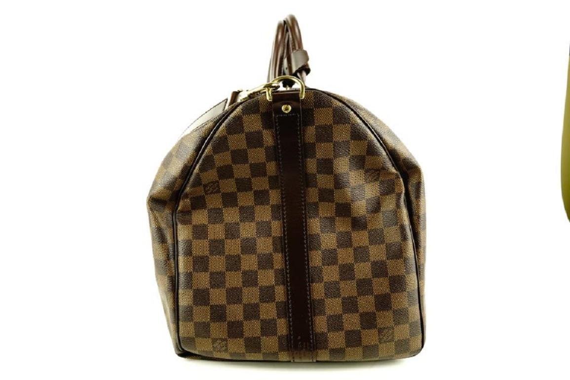 Louis Vuitton Damier Ebene Keepall Bandouliere 55 Duffle Bag with Strap 1lvlm311 3