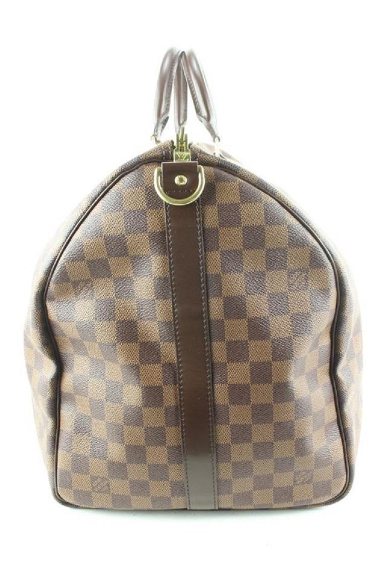 Louis Vuitton Damier Ebene Keepall Bandouliere 55 Duffle Bag with Strap 9lv62  5