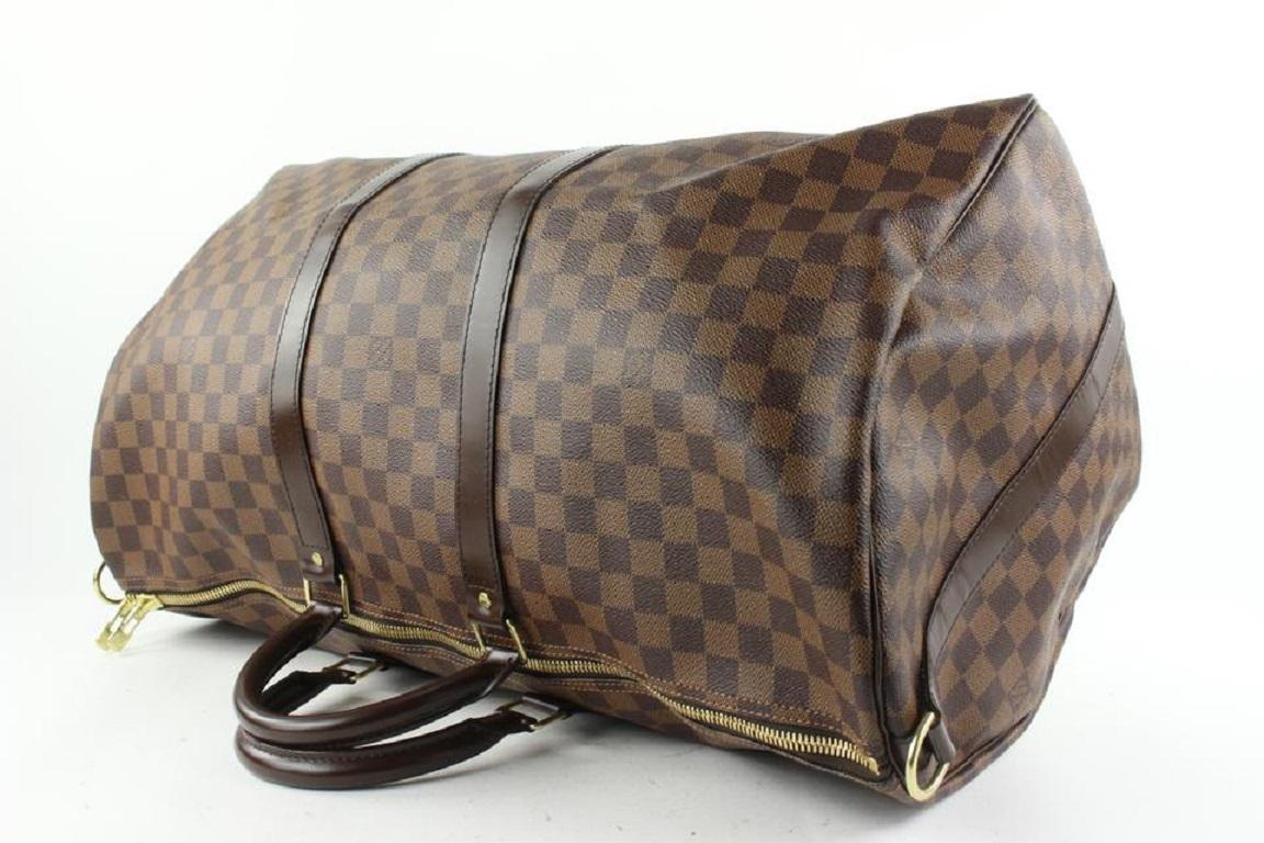 Louis Vuitton Damier Ebene Keepall Bandouliere 55 Duffle Bag with Strap 9lv62  2