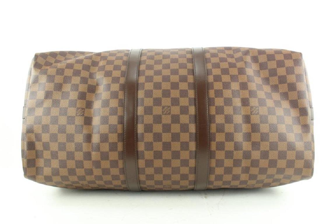 Louis Vuitton Damier Ebene Keepall Bandouliere 55 Duffle Bag with Strap 9lv62  4