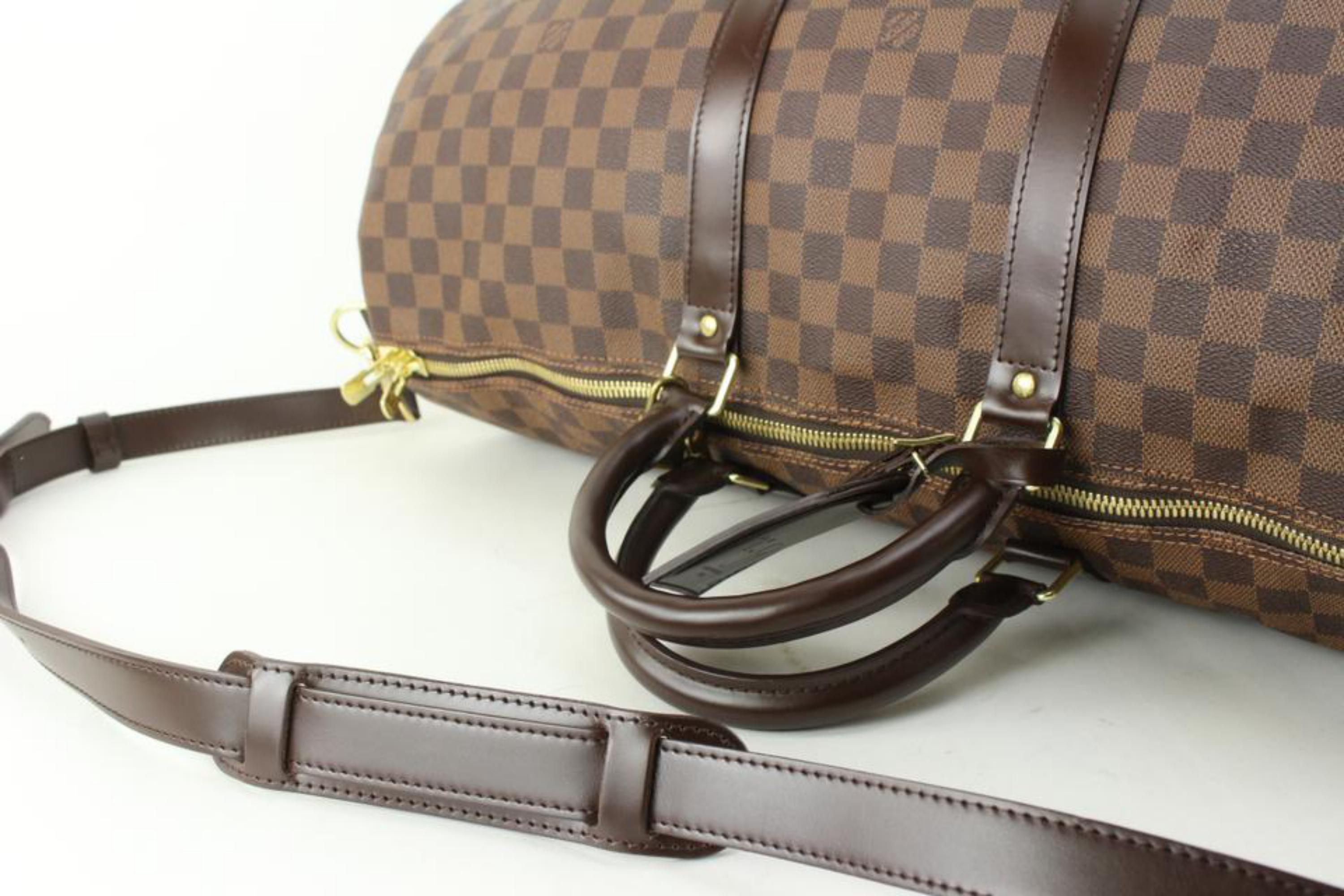 Louis Vuitton Damier Ebene Keepall Bandouliere 55 Duffle with Strap 51lk715s For Sale 3