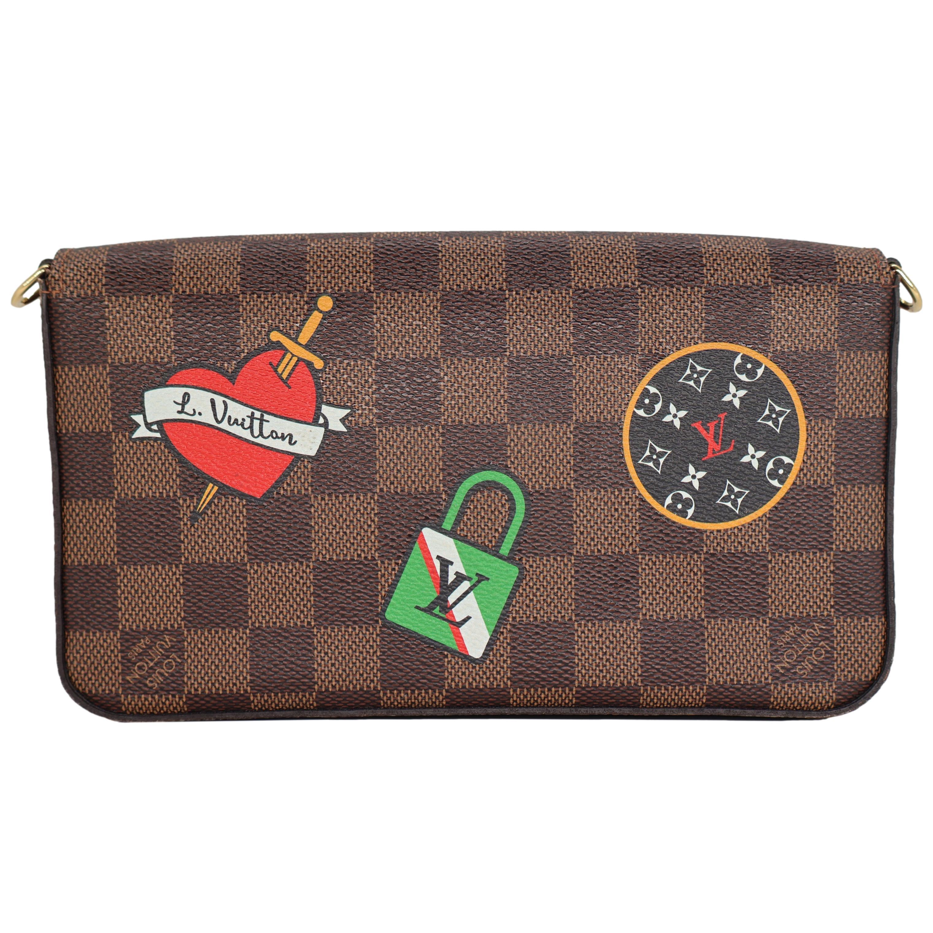 Louis Vuitton Damier Ebene Limited Edition World Tour Pochette Félicie GM, 2018. In Excellent Condition In Banner Elk, NC