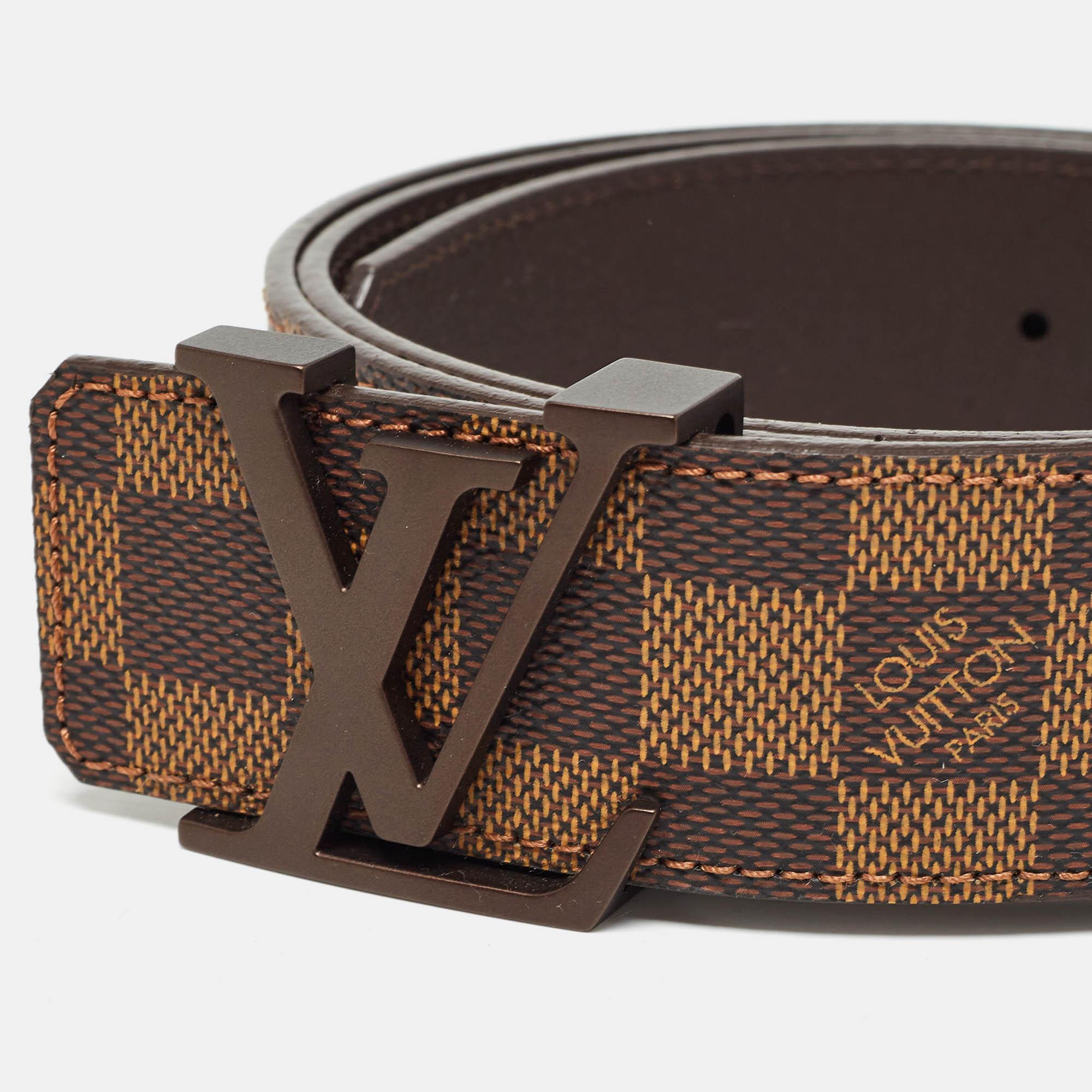 Women's Louis Vuitton Damier Ebene LV Initiales Belt 95CM