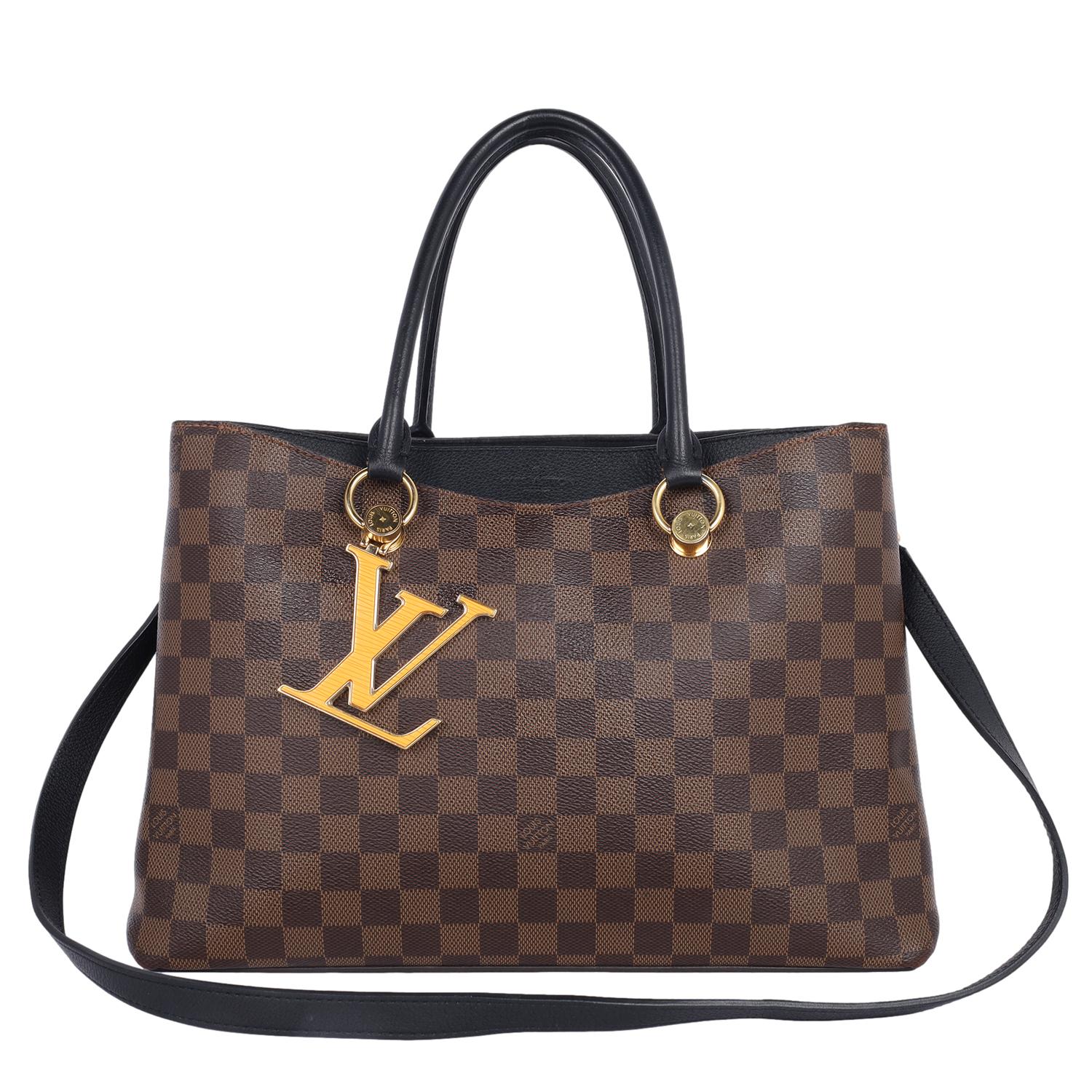 Women's Louis Vuitton Damier Ebene LV Riverside Shoulder Bag Black For Sale
