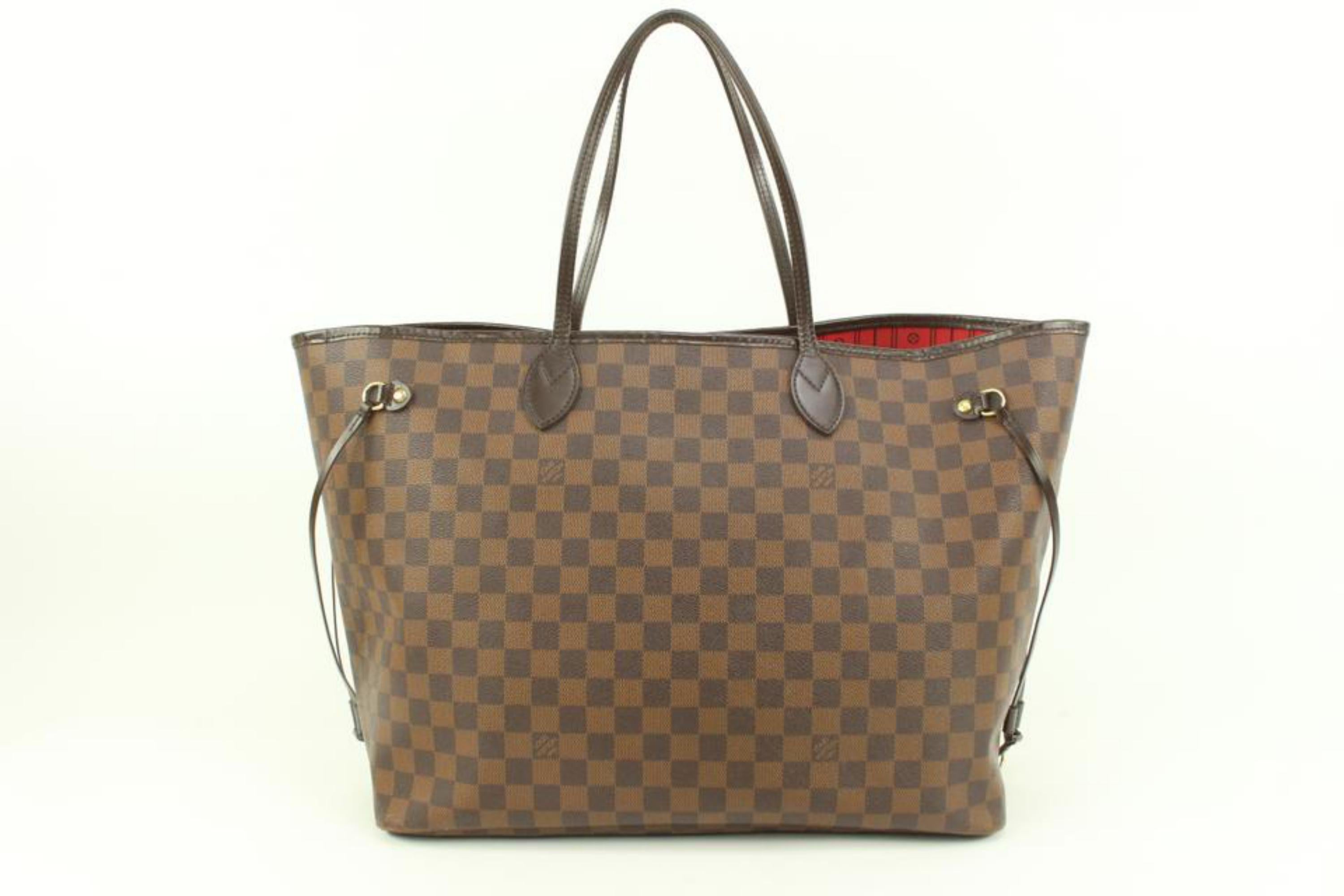 Brown Louis Vuitton Damier Ebene Neverfull GM Tote Bag 83lv33s For Sale