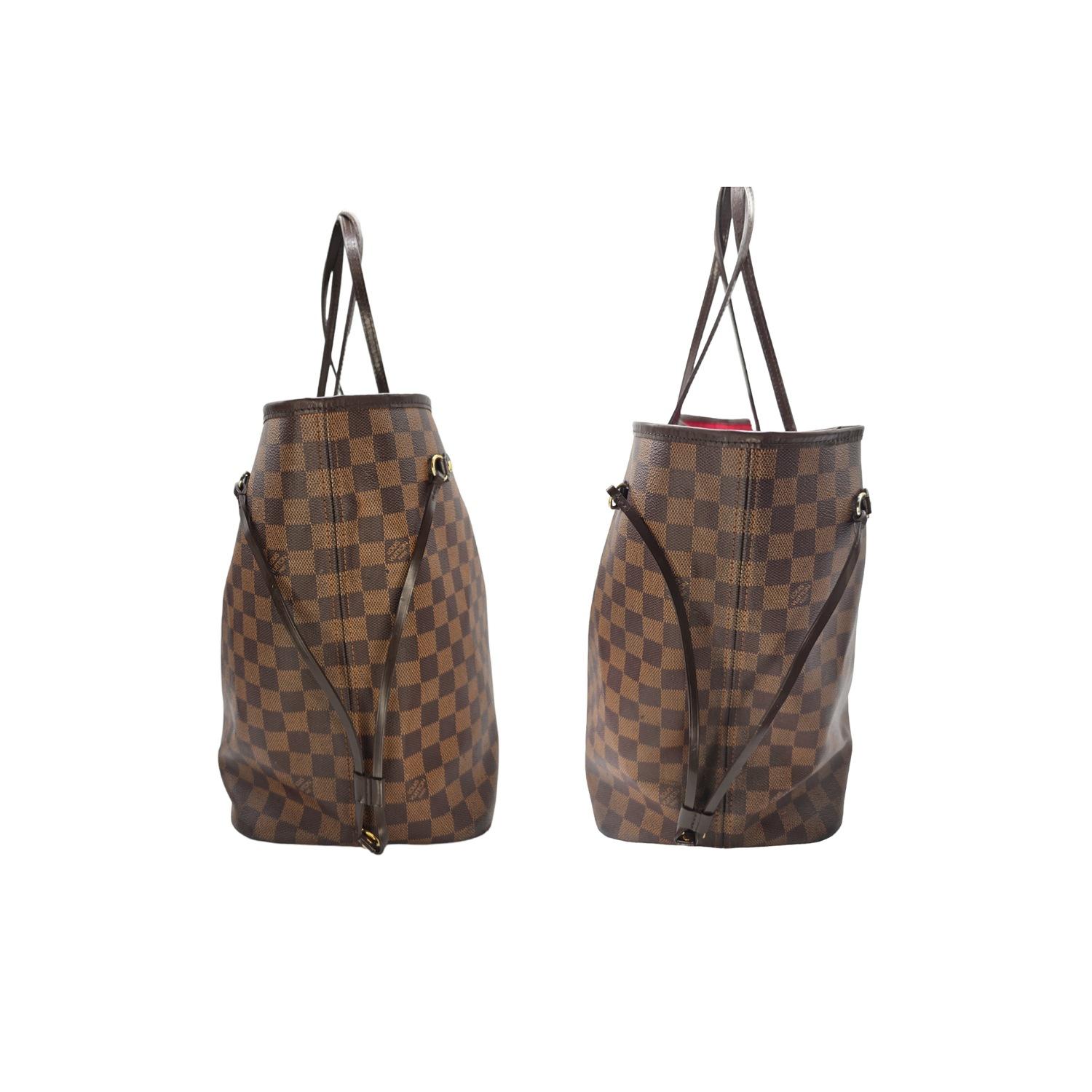 Louis Vuitton Damier Ebene Neverfull GM con bolsa Marrón