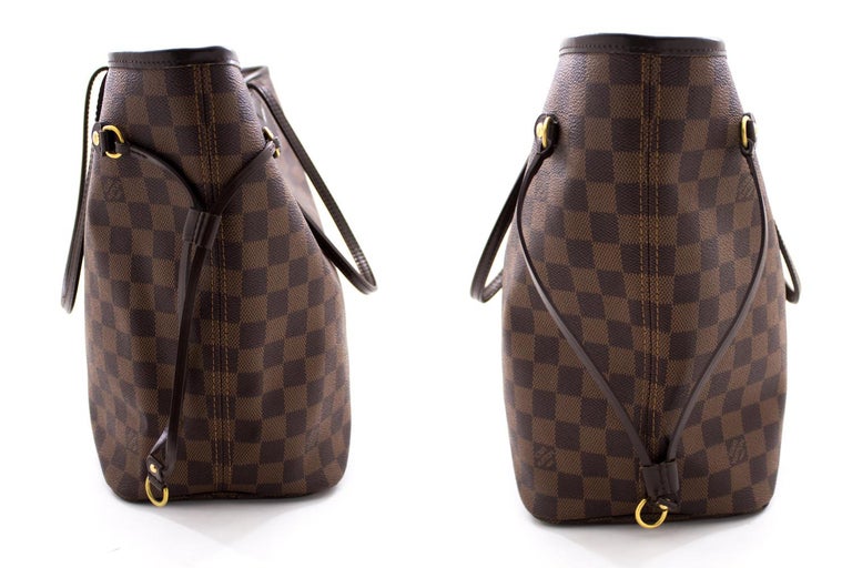 Louis Vuitton Damier Ebene Neverfull MM Shoulder Bag Canvas Leather For Sale at 1stdibs