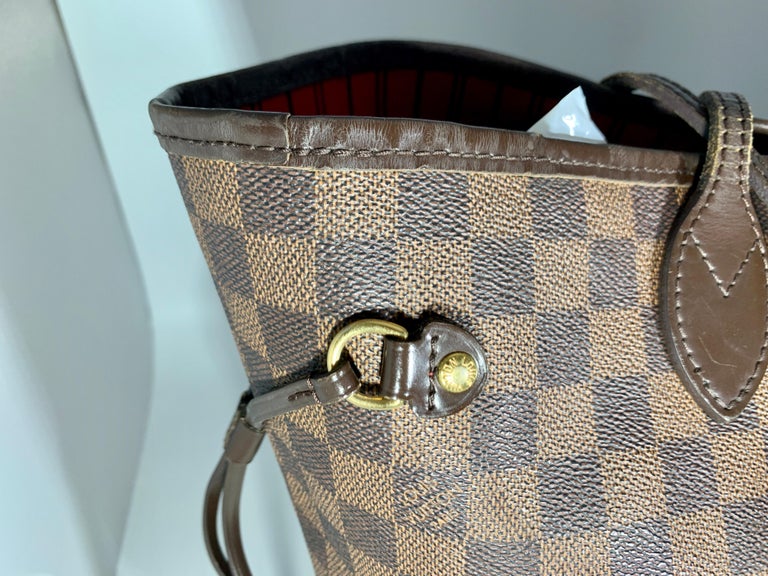 Louis Vuitton Damier Ebene Neverfull MM Shoulder Bag Canvas Purse Excellent  For Sale 9
