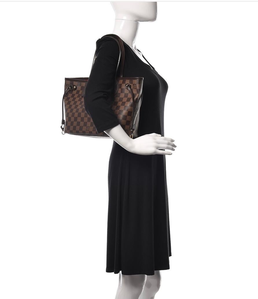 Louis Vuitton Damier Ebene Neverfull MM Shoulder Bag Canvas Purse Excellent  11