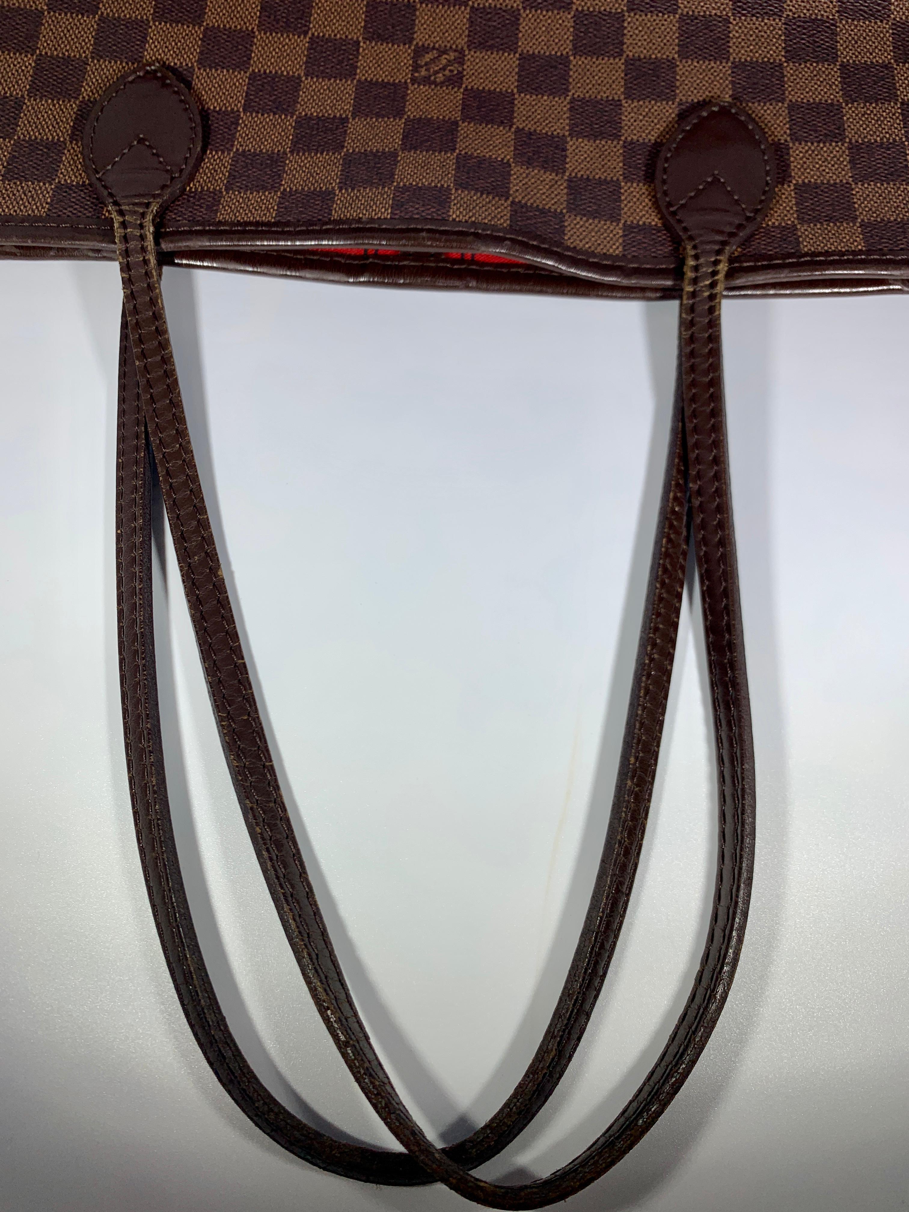 Louis Vuitton Damier Ebene Neverfull MM Shoulder Bag Canvas Purse Excellent  1