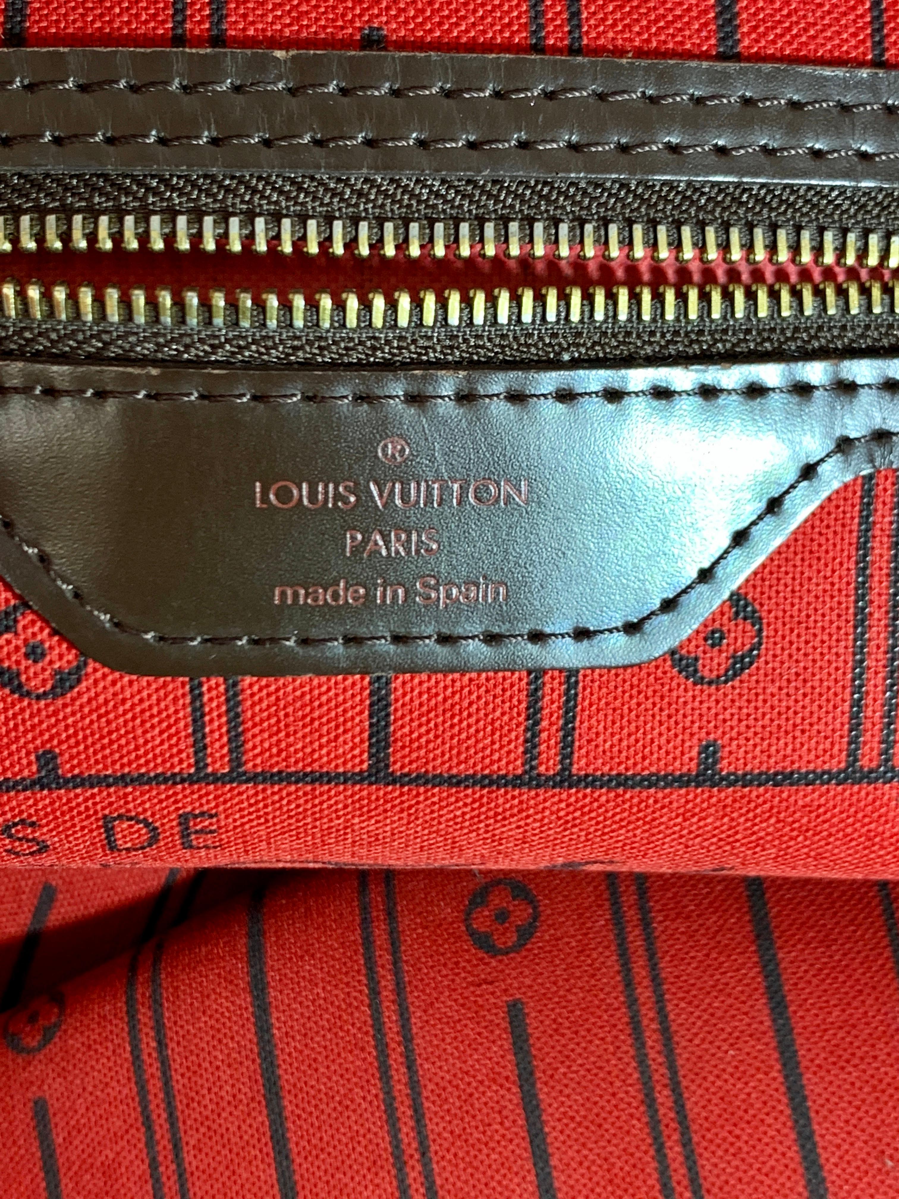 Louis Vuitton Damier Ebene Neverfull MM Shoulder Bag Canvas Purse.  5