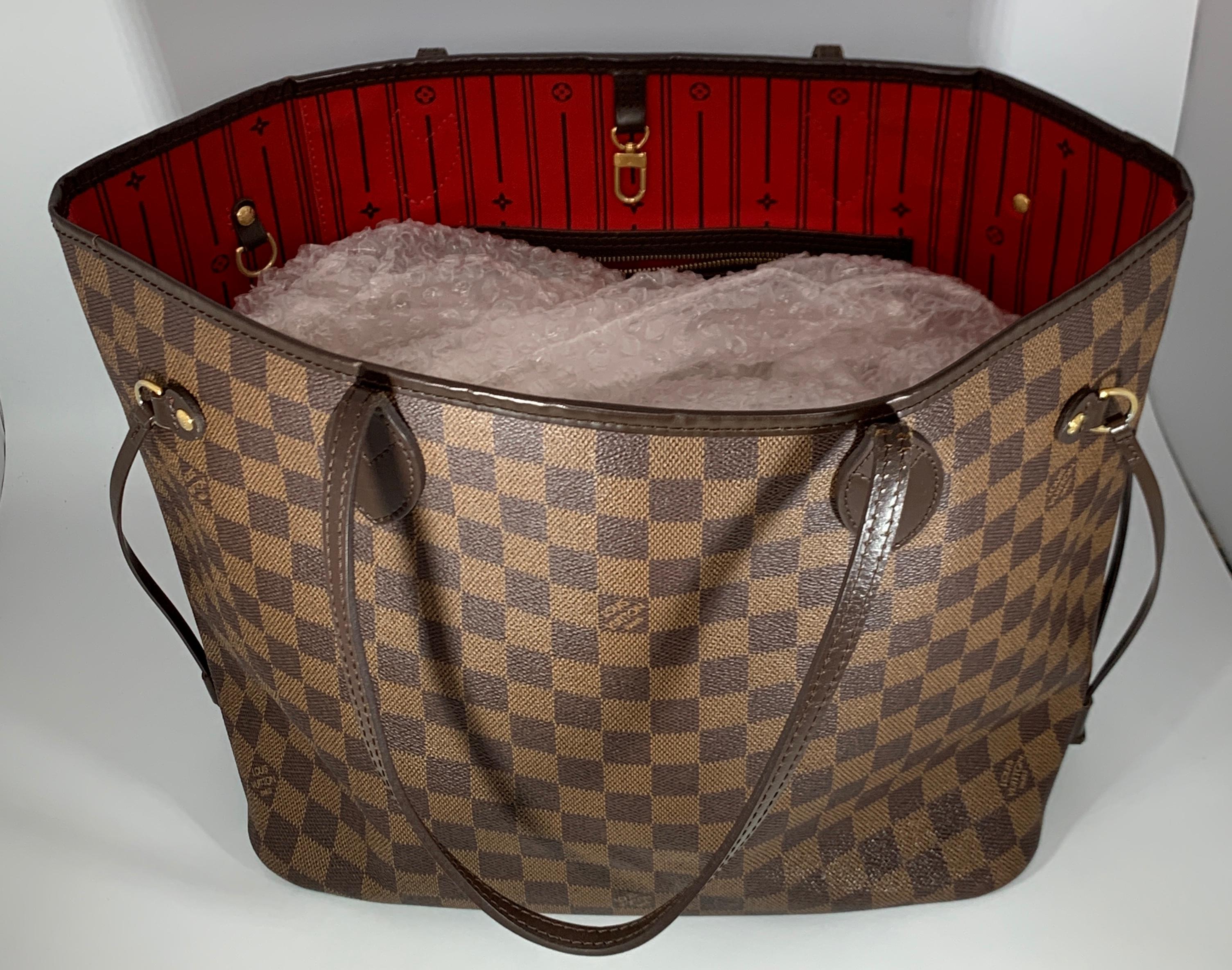 Louis Vuitton Damier Ebene Neverfull MM Shoulder Bag Canvas Purse.  6