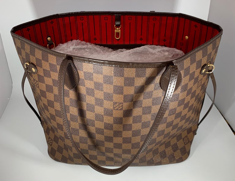 Louis Vuitton Damier Ebene Neverfull MM Shoulder Bag Canvas Purse Excellent  For Sale at 1stDibs