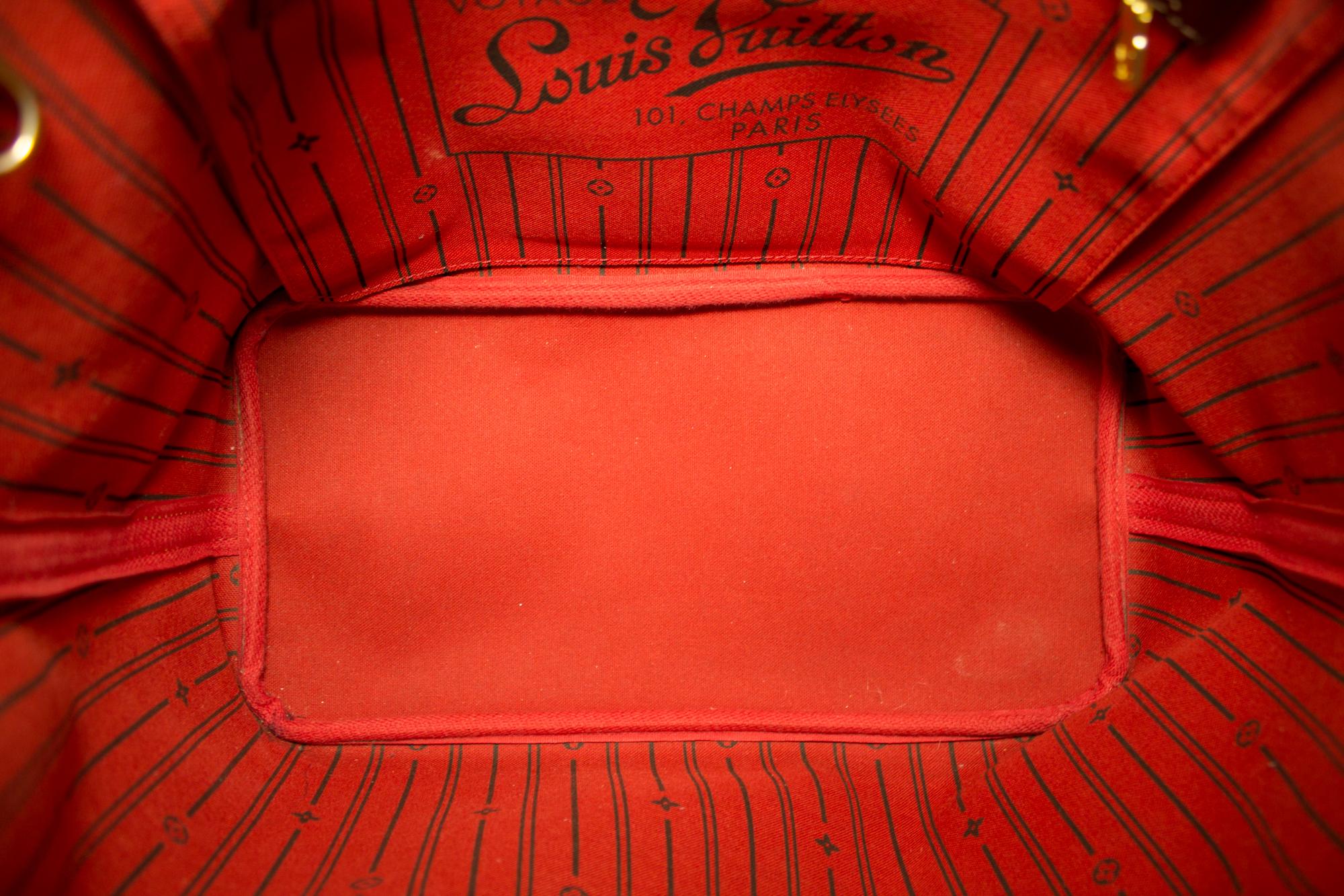 Louis Vuitton Damier Ebene Neverfull MM Shoulder Bag Canvas Purse Leather 5