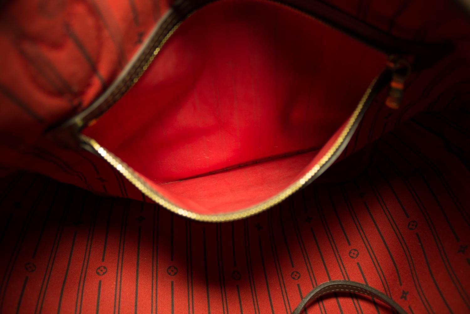 Louis Vuitton Damier Ebene Neverfull MM Shoulder Bag Canvas Purse Leather 10