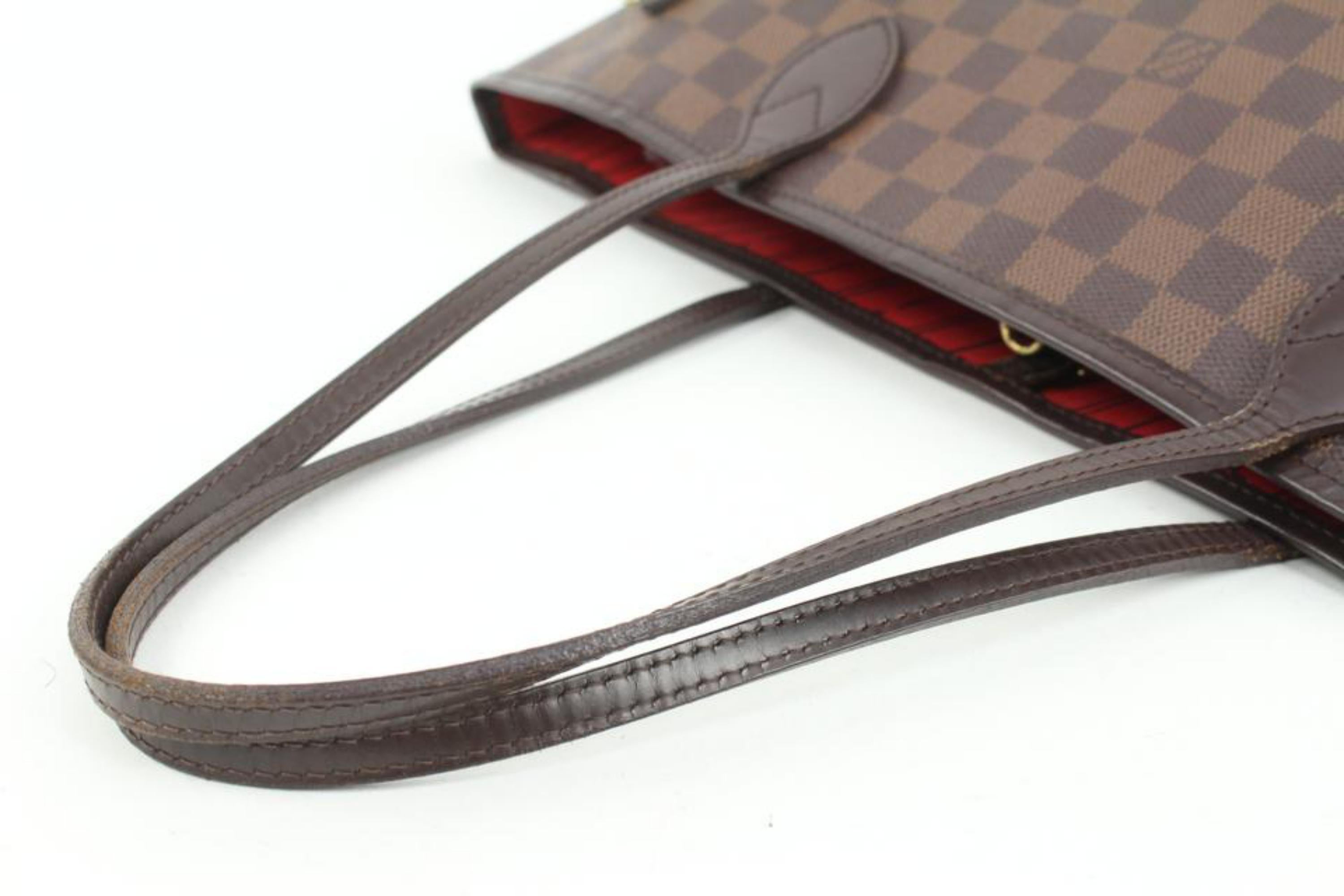 Brown Louis Vuitton Damier Ebene Neverfull MM Tote Bag 62lv23s For Sale
