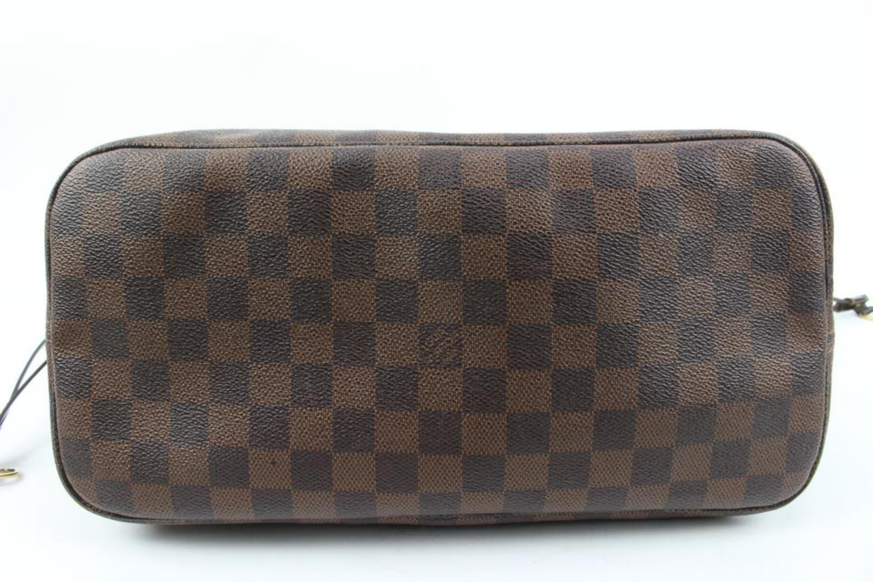 Brown Louis Vuitton Damier Ebene Neverfull MM Tote Bag 82lv225s For Sale