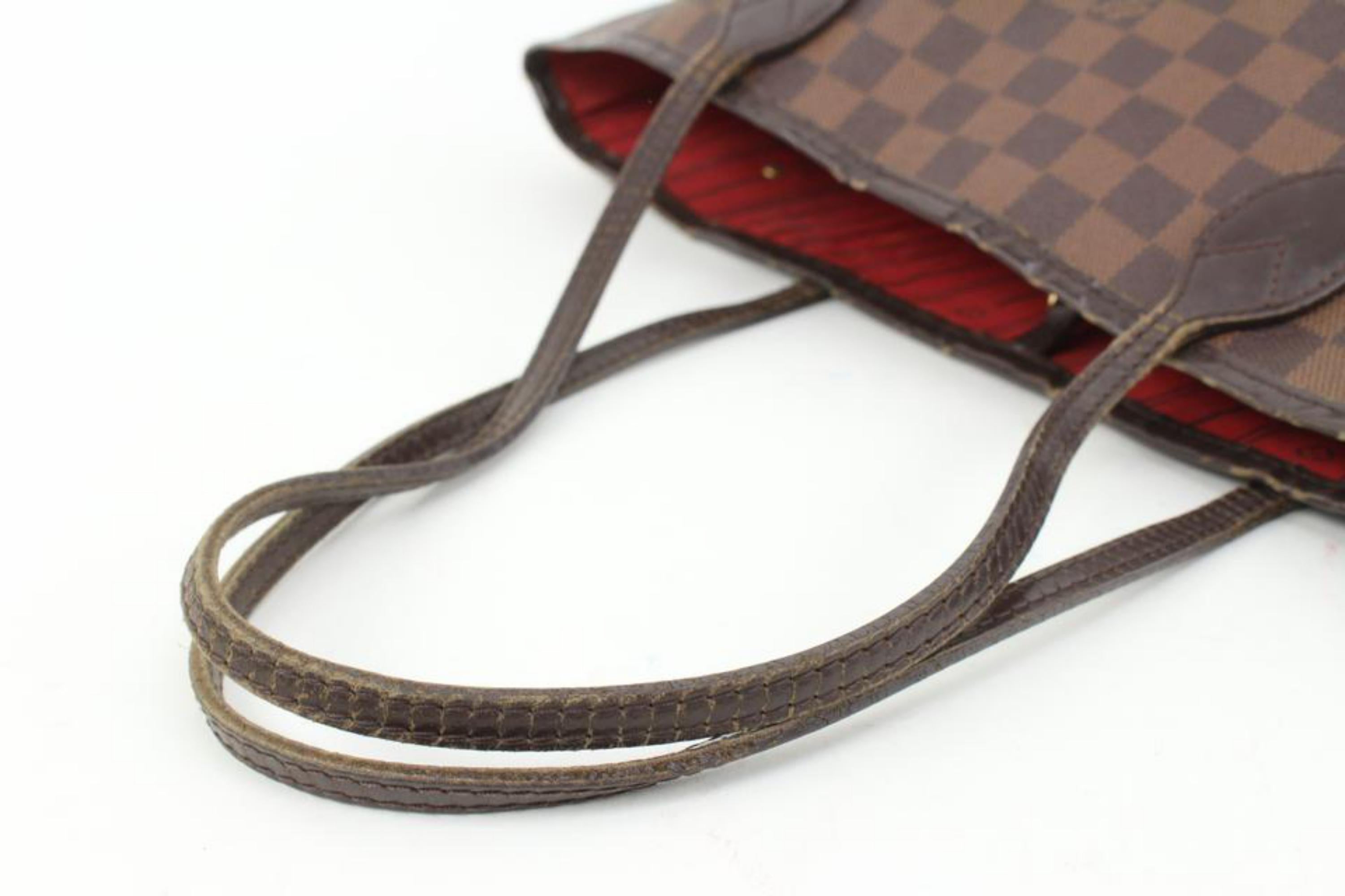 Brown Louis Vuitton Damier Ebene Neverfull MM Tote Bag 88lv39s For Sale