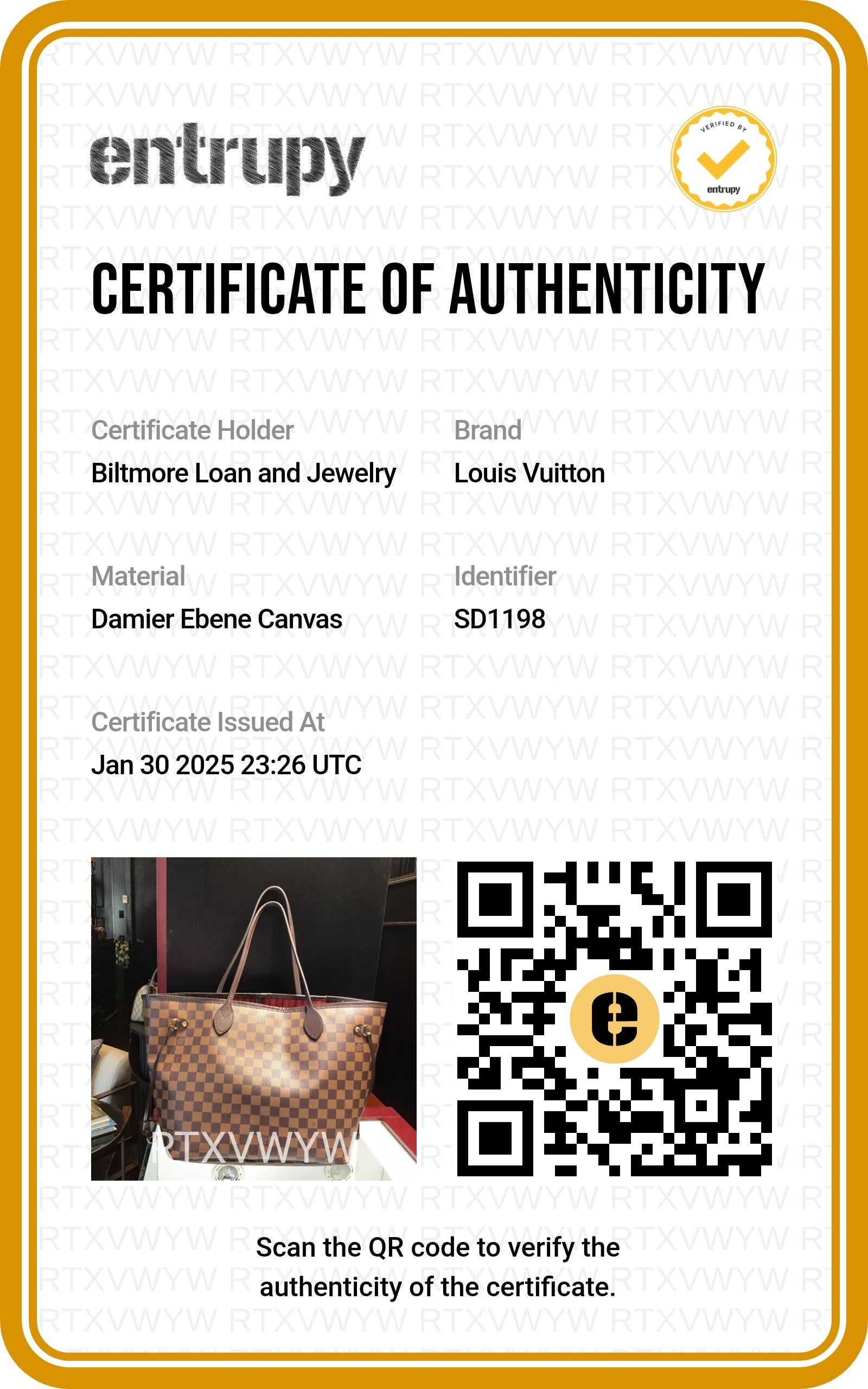 Louis Vuitton Damier Ebene Neverfull MM Tote For Sale 3