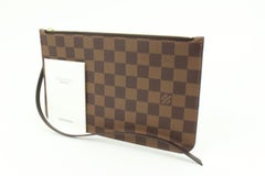 Louis Vuitton Damier Ebene Neverfull Pochette GM or MM Wristlet 73lv322s