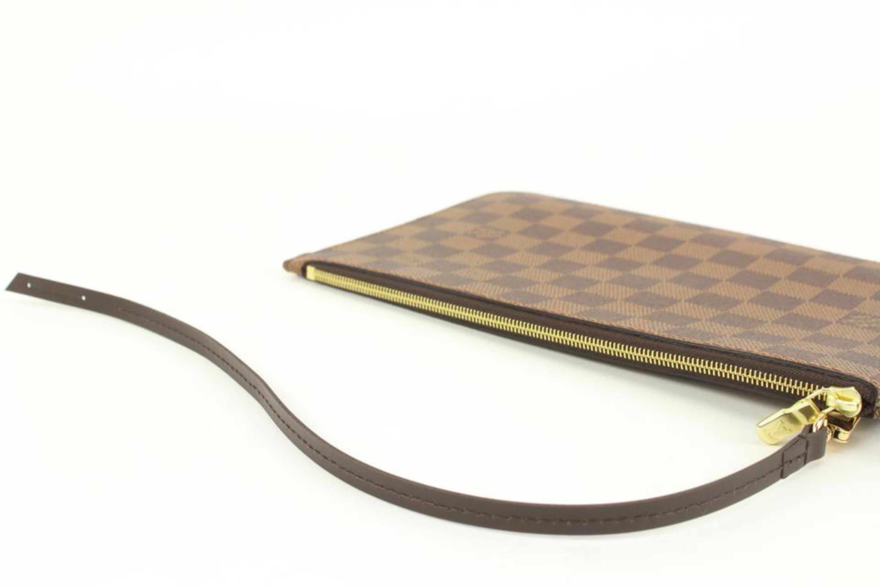 Louis Vuitton Damier Ebene Neverfull Pochette GM or MM Wristlet 73lv322s In New Condition In Dix hills, NY