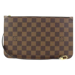 Louis Vuitton Damier Ebene Neverfull Pochette PM Wristlet Pouch 41lk66