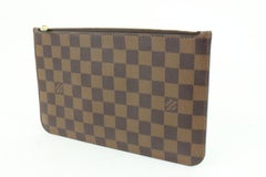 Louis Vuitton Damier Ebene Neverfull Pochette MM or GM Zip Pouch Clutch 6lv318s