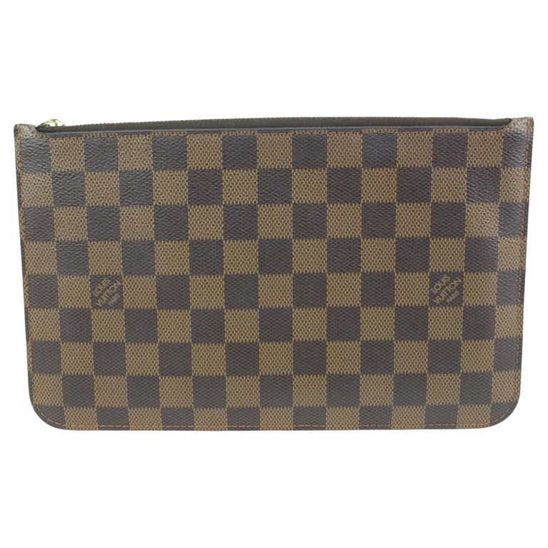 Louis Vuitton Damier Ebene Neverfull Pochette MM or GM Zip Pouch Clutch  6lv318s For Sale at 1stDibs