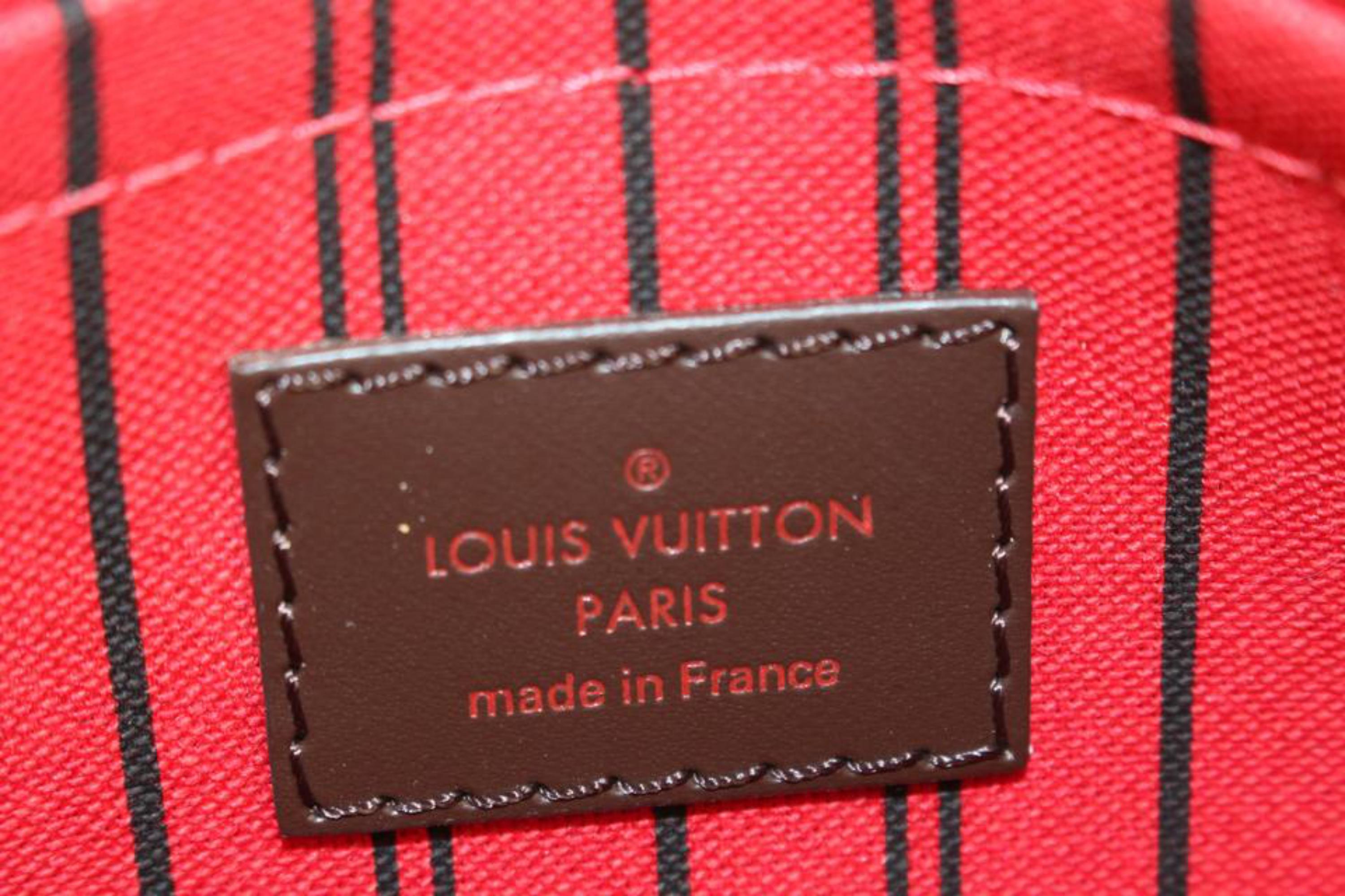 Louis Vuitton Damier Ebene Neverfull Pochette PM Handgelenkstasche 41lk66 (Braun) im Angebot