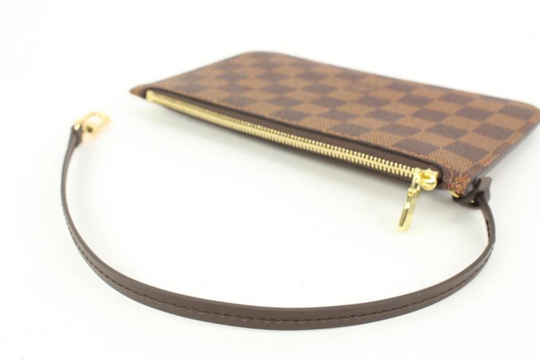 Louis Vuitton Damier Ebene Neverfull Pochette Wristlet Bag 44lk84 For Sale  at 1stDibs