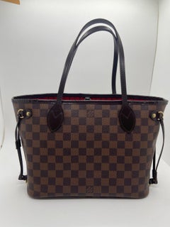 Louis Vuitton Damier Ebene Neverfull Small PM Tote Bag Gold Hardwear