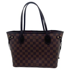 Louis Vuitton Damier Ebene Neverfull Small PM Tote Bag Gold Hardwear