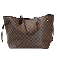 Louis Vuitton Damier Ebene Neverfull Top Handle GM Tote Bag, France 2008.