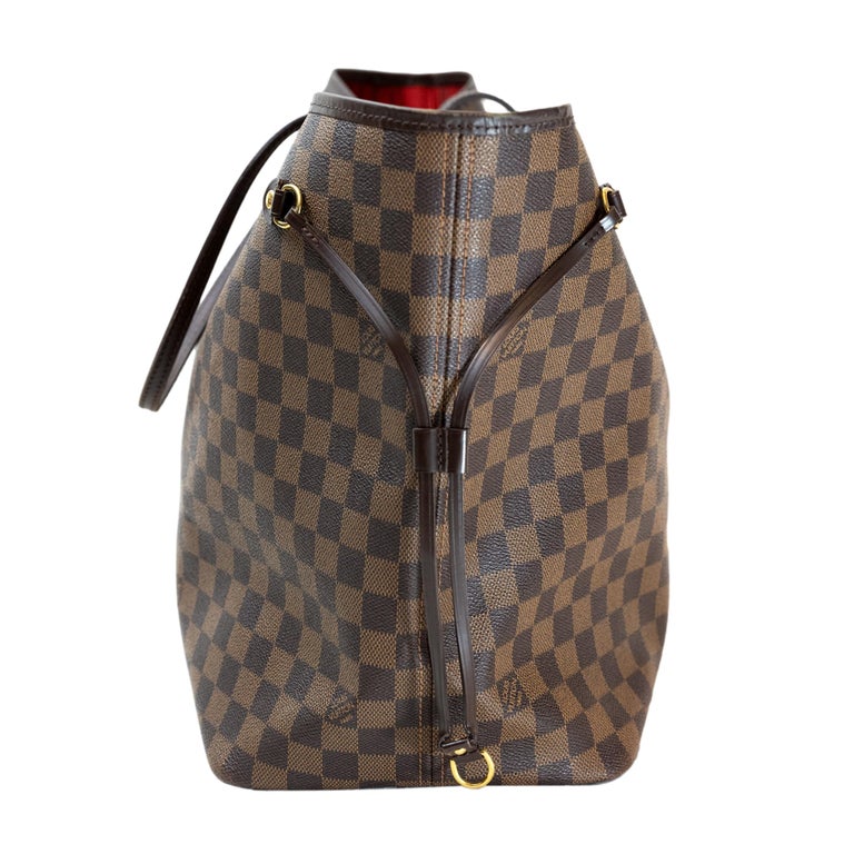 Women's or Men's Louis Vuitton Damier Ebene Neverfull Top Handle GM Tote Bag, France 2008. For Sale