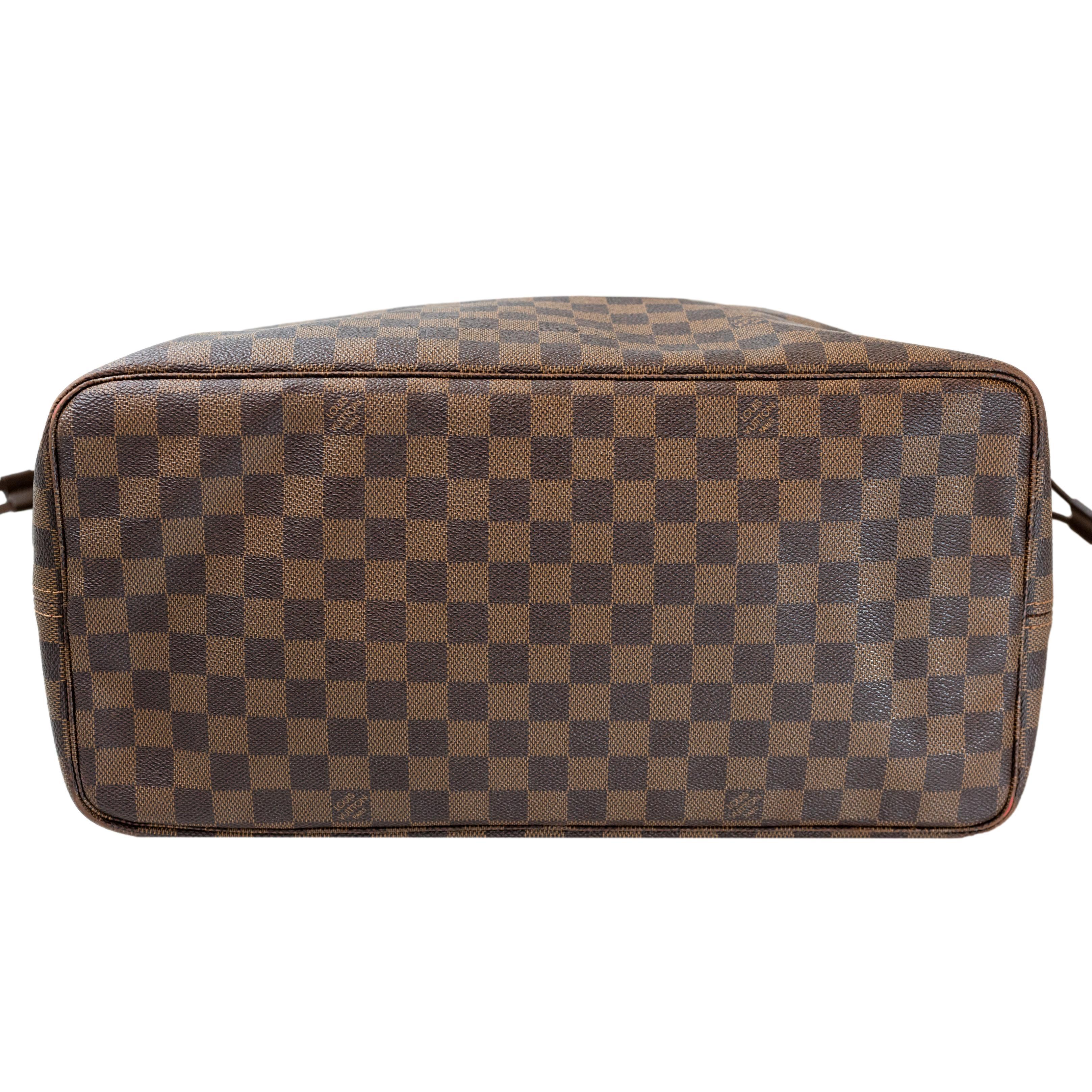 Black Louis Vuitton Damier Ebene Neverfull Top Handle GM Tote Bag, France 2008.