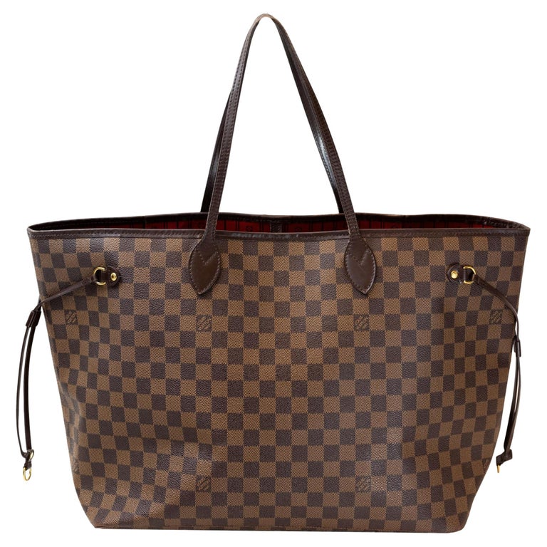 Louis Vuitton Damier Ebene Neverfull Top Handle GM Tote Bag, France 2008. For Sale
