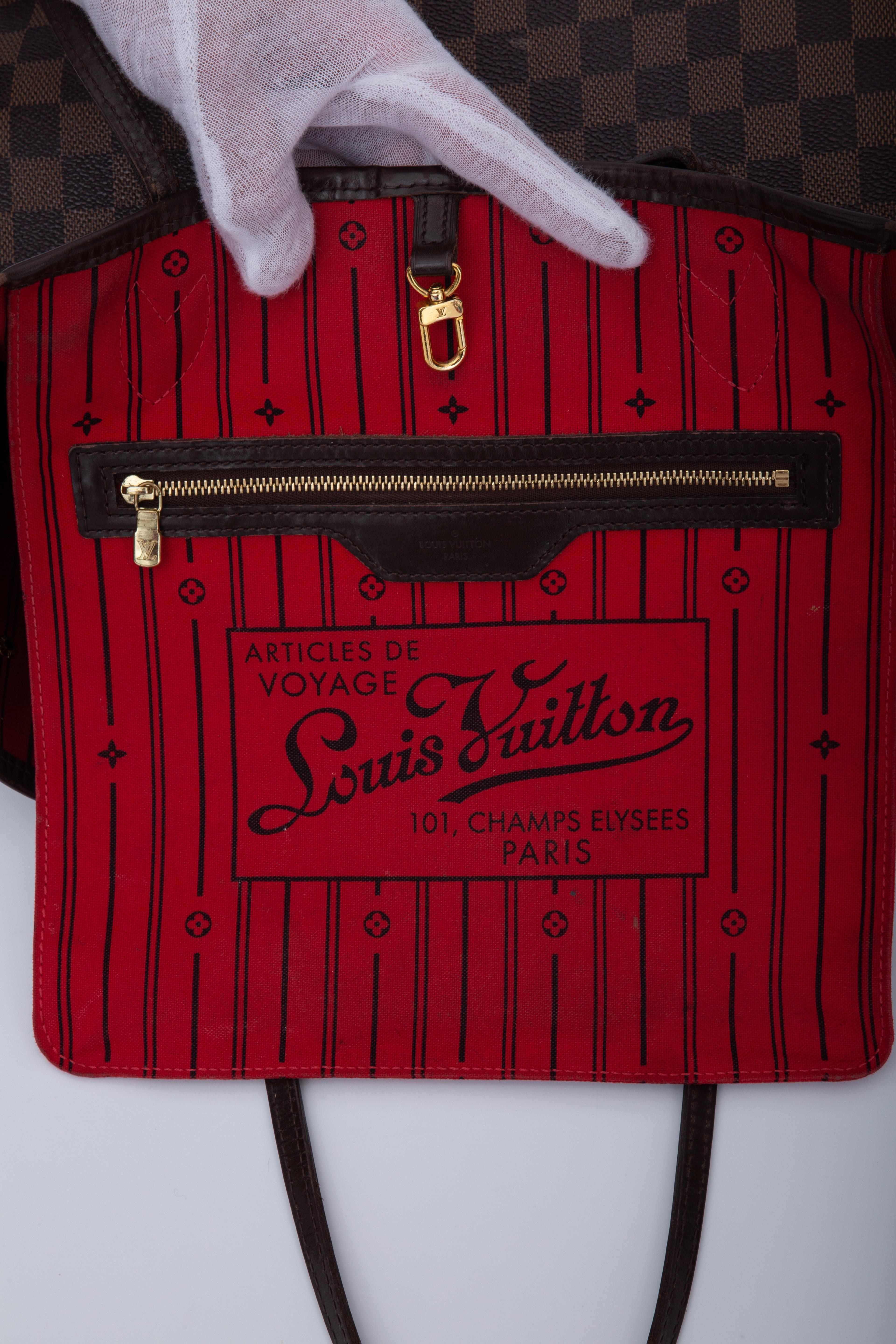 Black Louis Vuitton Damier Ebene Neverfull Tote MM (2013)