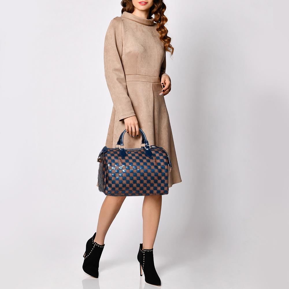 Black Louis Vuitton Damier Ebene Paillettes Limited Edition Speedy 30 Bag