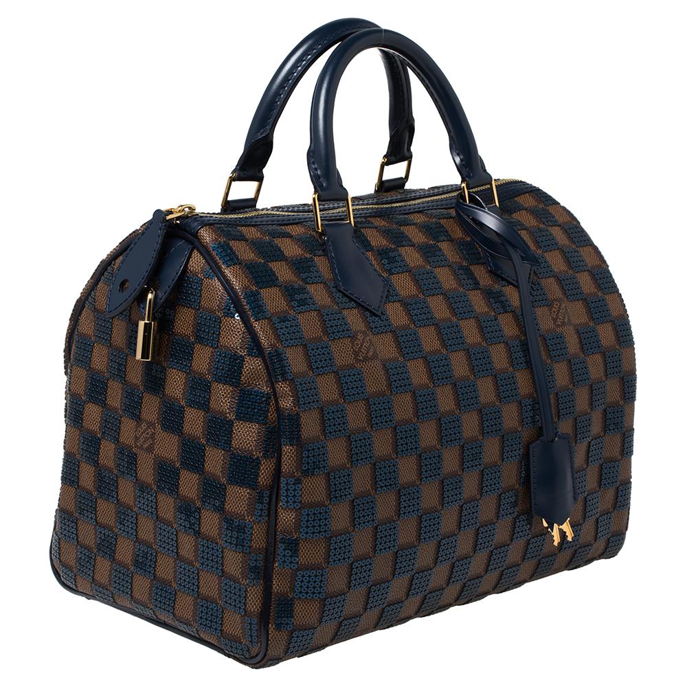 Louis Vuitton Damier Ebene Paillettes Limited Edition Speedy 30 Bag In Good Condition In Dubai, Al Qouz 2