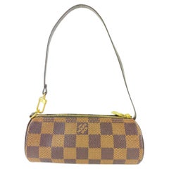 Louis Vuitton Damier Ebene Papillon Mini Wristlet Pouch Bag 3LV128