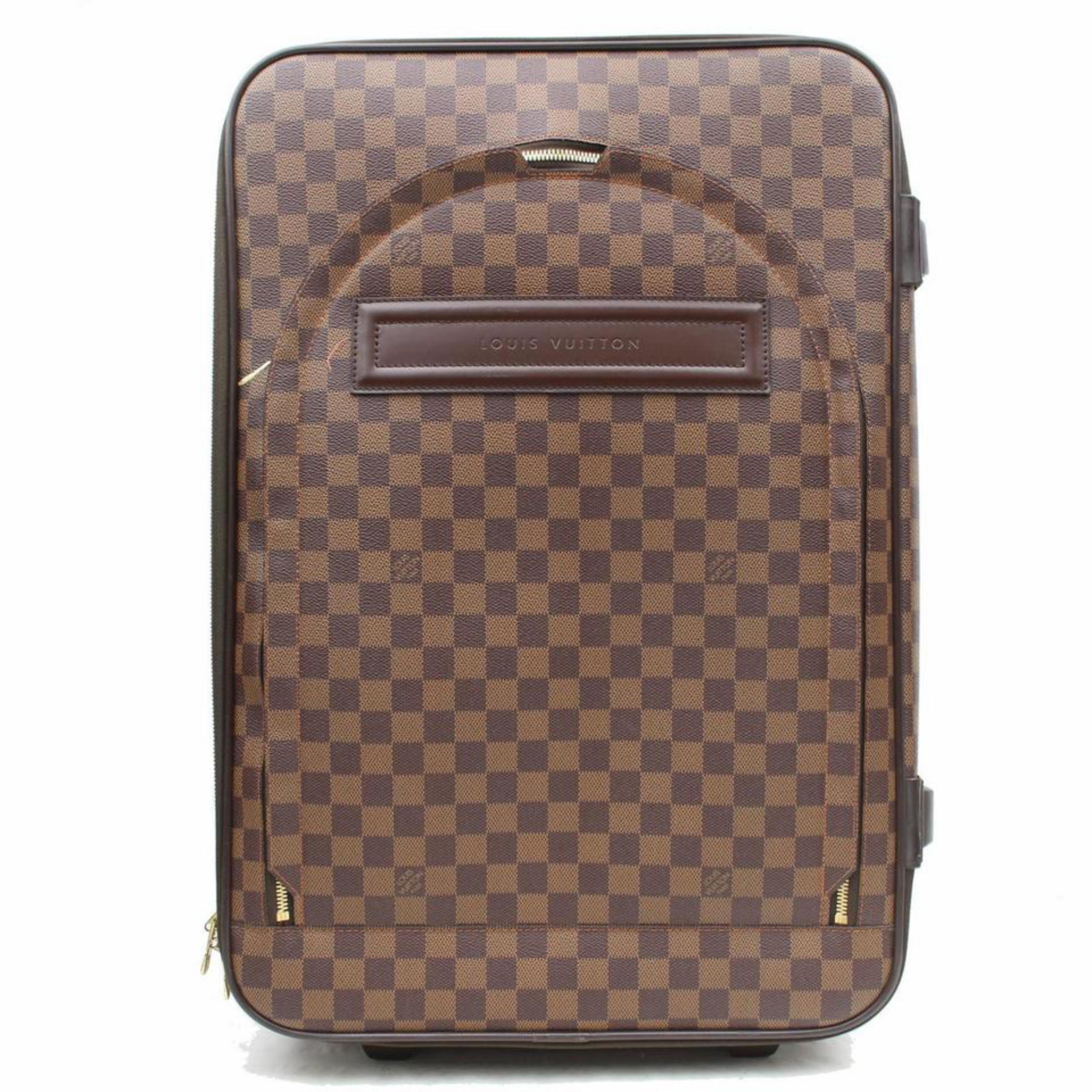 Louis Vuitton Damier Ebene Pegase 55 Rolling Luggage Trolley 869023 Brown Coated 1